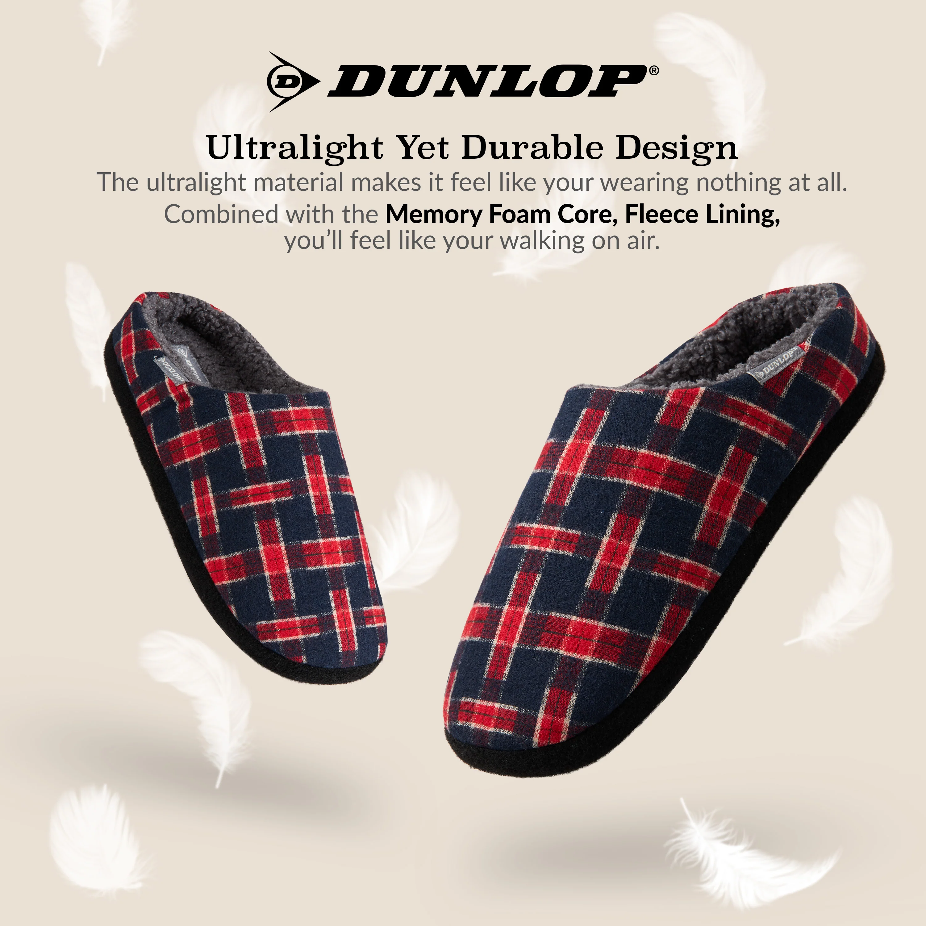 Dunlop Mens,Comfy Memory Foam Slippers,Warm Faux Sheepskin Anti Slip House Shoes - Image 12