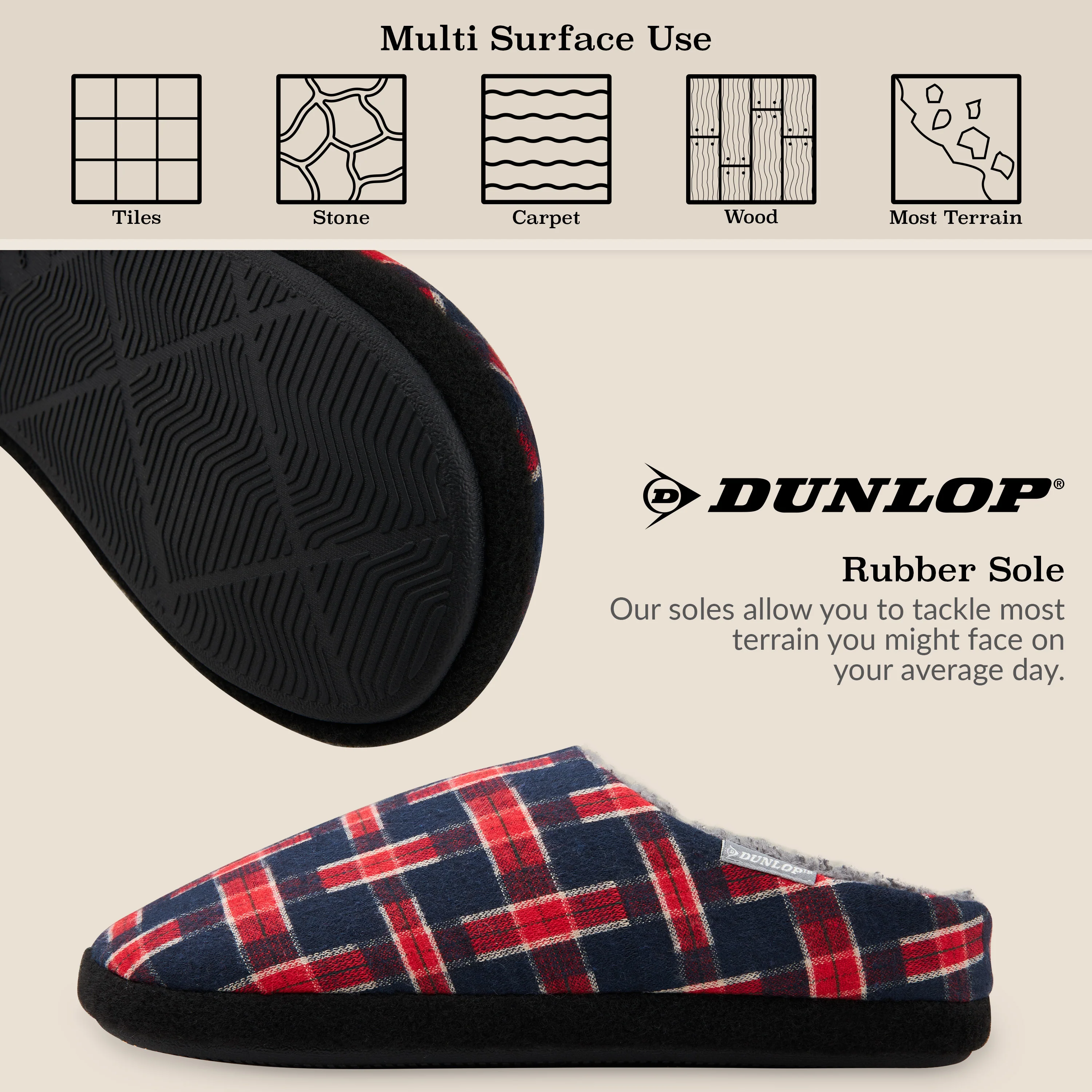 Dunlop Mens,Comfy Memory Foam Slippers,Warm Faux Sheepskin Anti Slip House Shoes - Image 13