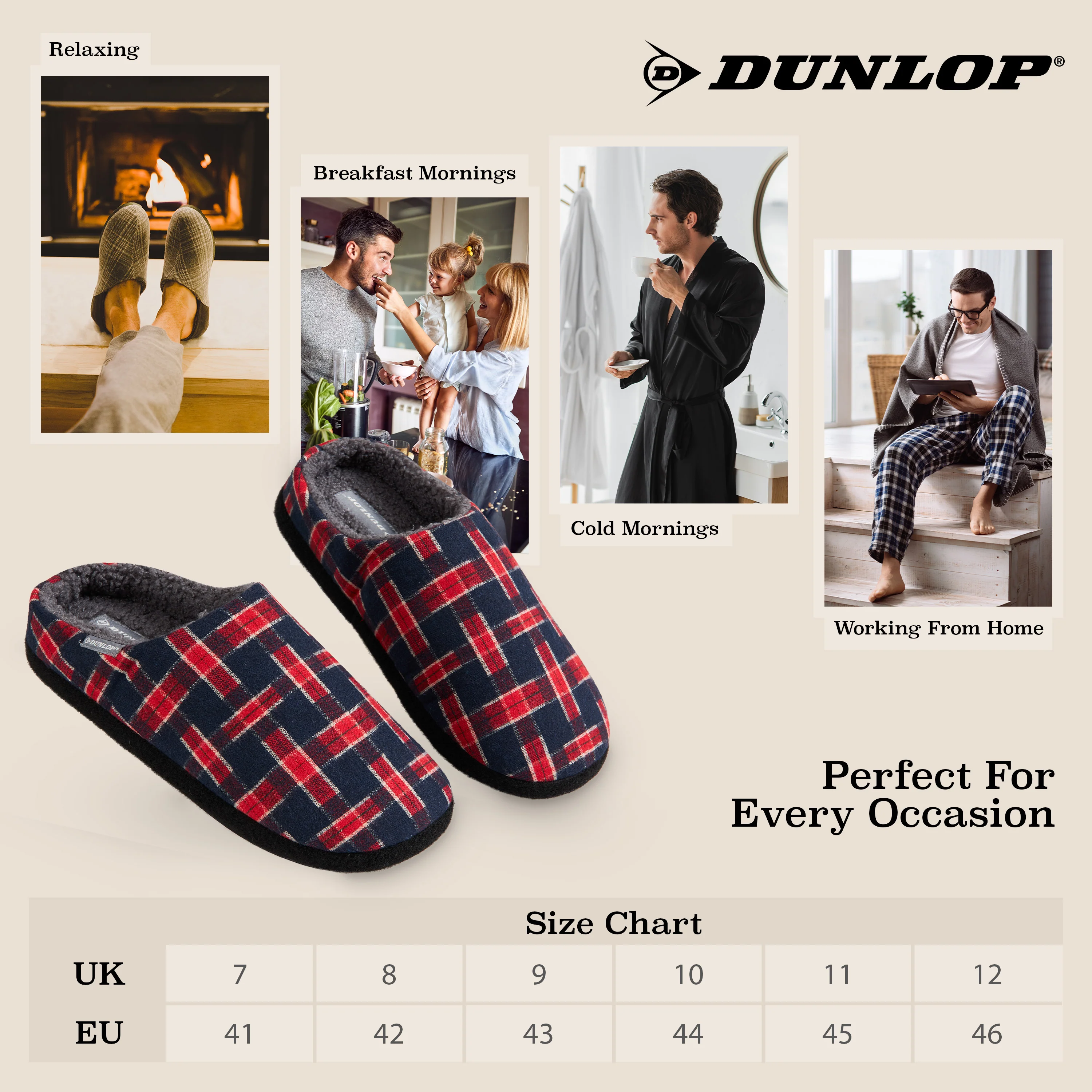 Dunlop Mens,Comfy Memory Foam Slippers,Warm Faux Sheepskin Anti Slip House Shoes - Image 14