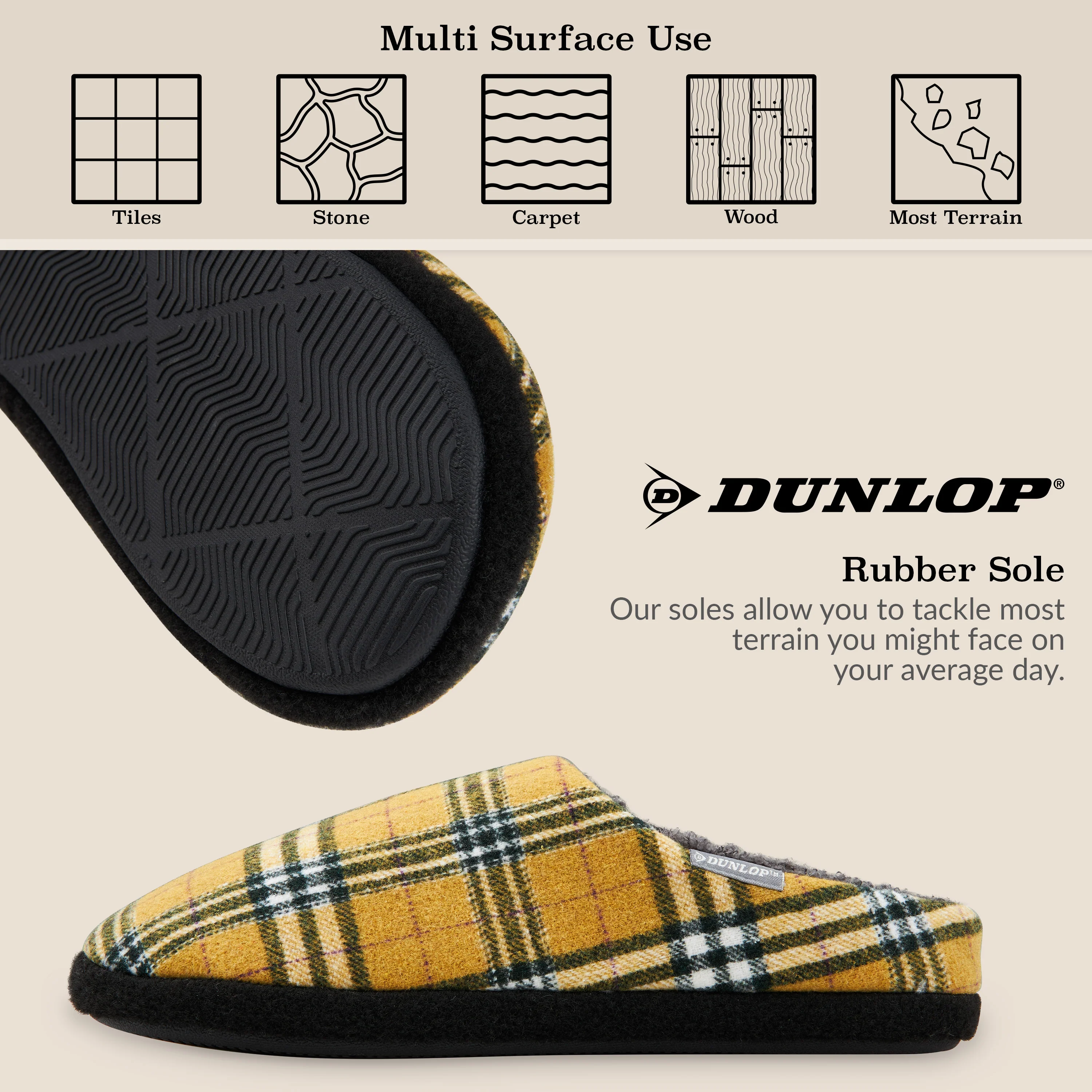 Dunlop Mens,Comfy Memory Foam Slippers,Warm Faux Sheepskin Anti Slip House Shoes - Image 20