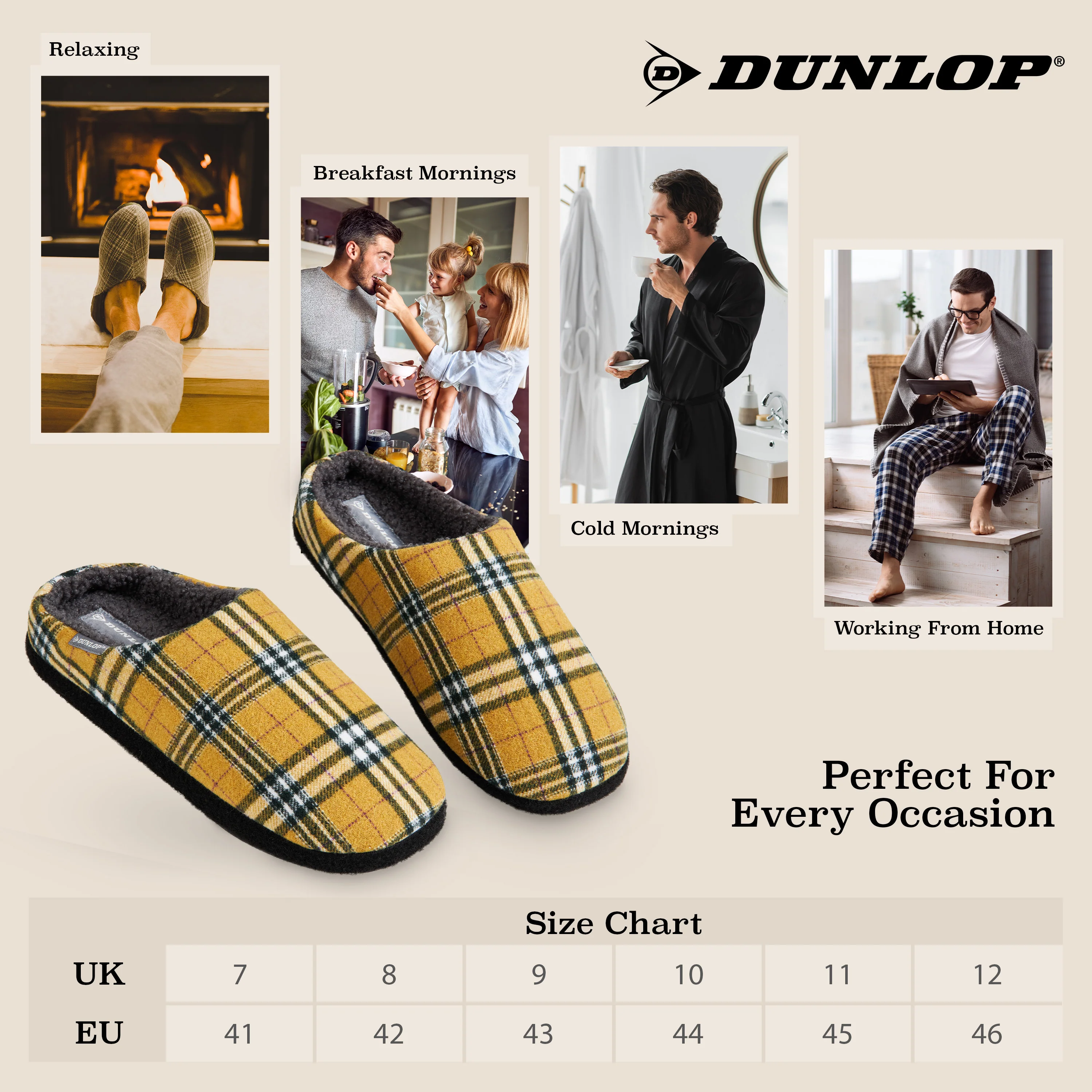 Dunlop Mens,Comfy Memory Foam Slippers,Warm Faux Sheepskin Anti Slip House Shoes - Image 21