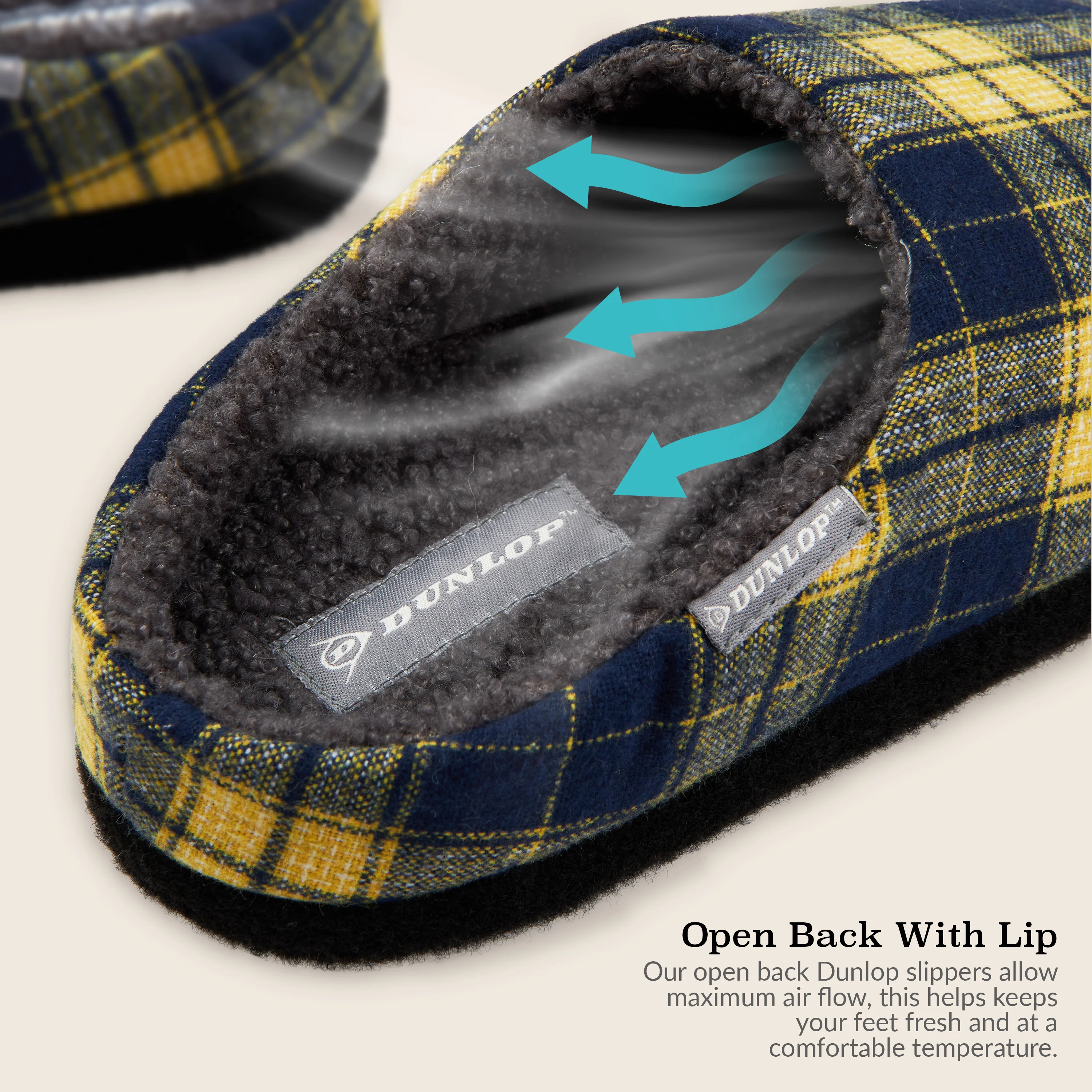 Dunlop Mens,Comfy Memory Foam Slippers,Warm Faux Sheepskin Anti Slip House Shoes - Image 3
