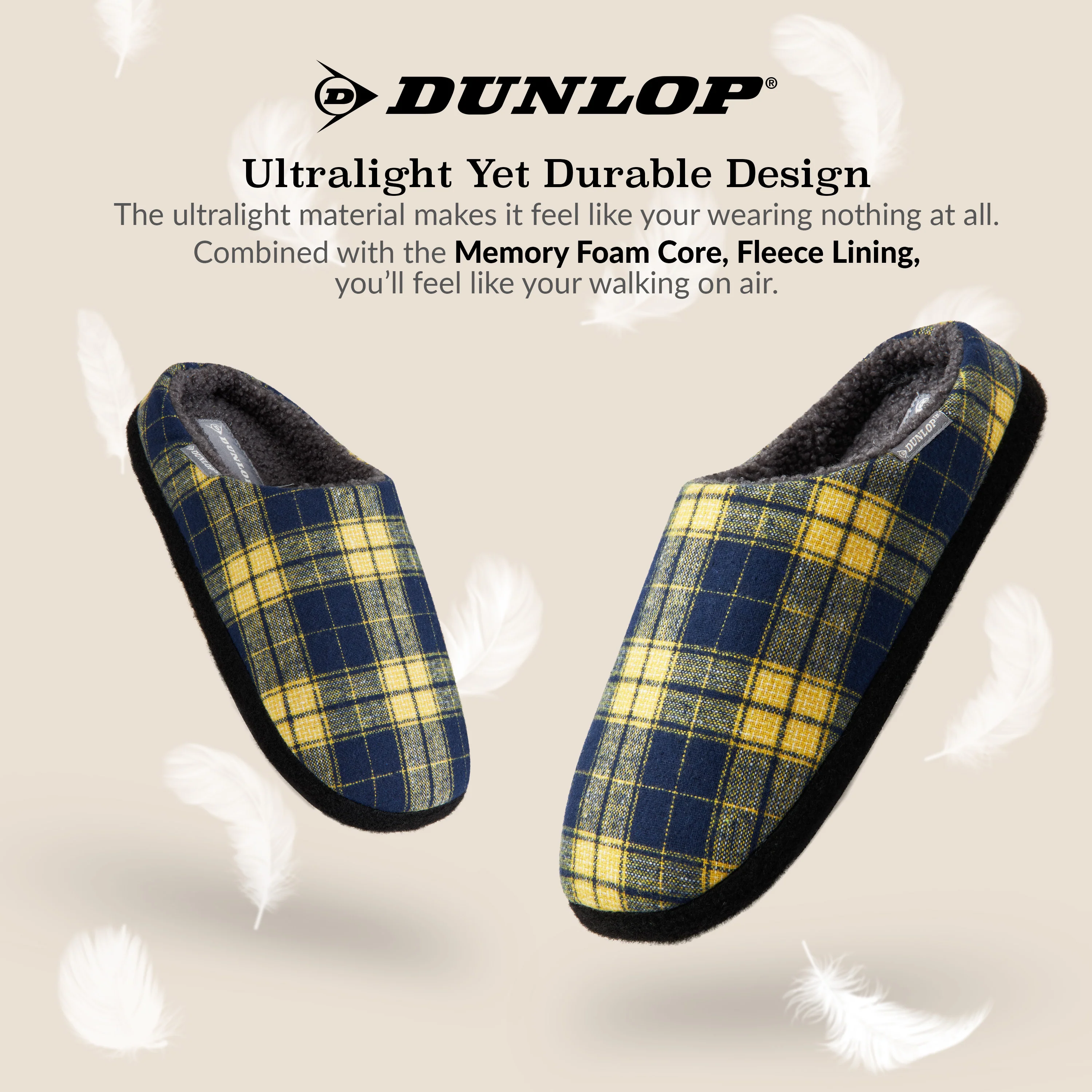 Dunlop Mens,Comfy Memory Foam Slippers,Warm Faux Sheepskin Anti Slip House Shoes - Image 5