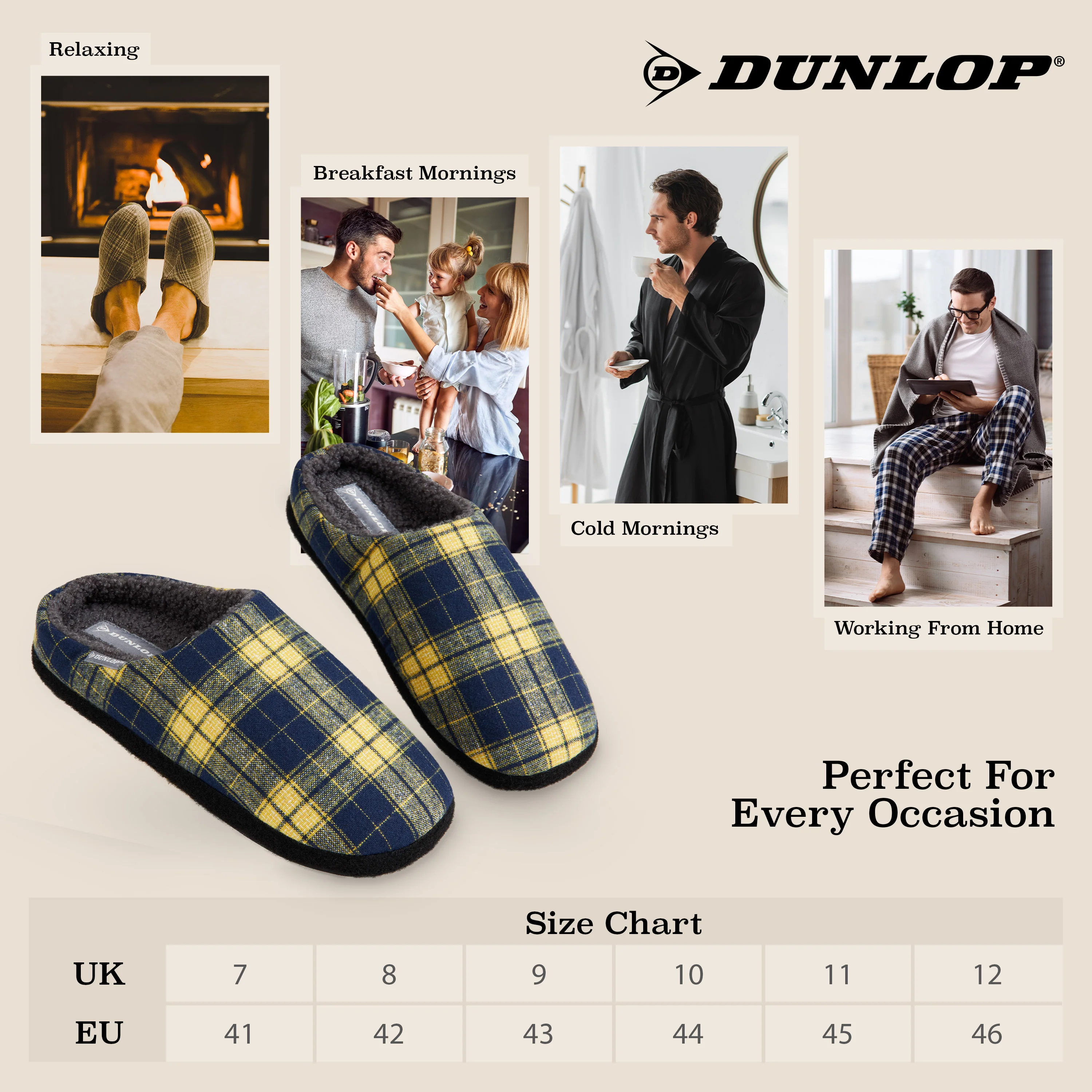 Dunlop Mens,Comfy Memory Foam Slippers,Warm Faux Sheepskin Anti Slip House Shoes - Image 7