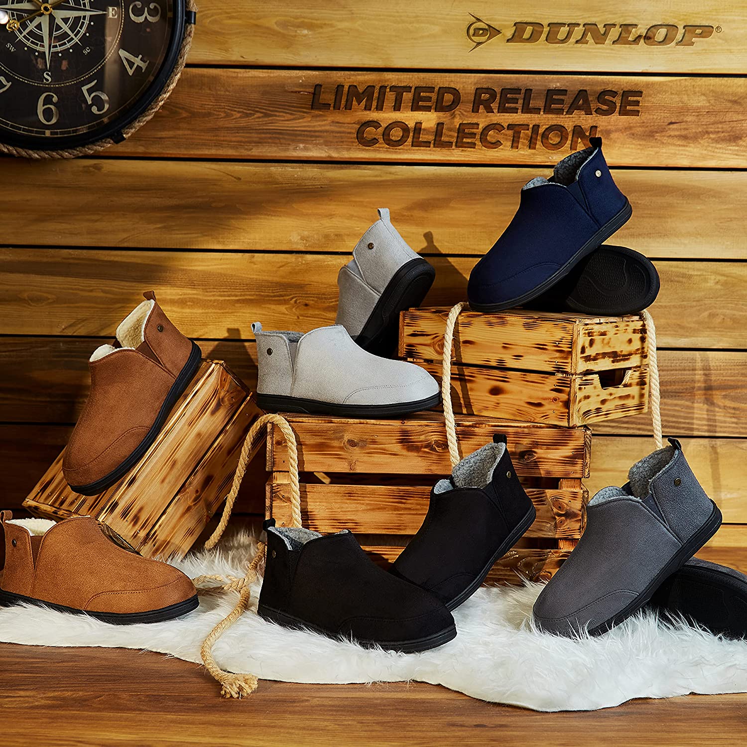 Dunlop Men's Slippers, Memory Foam Boot Slippers with Rubber Sole, Gifts for Men - Image 10