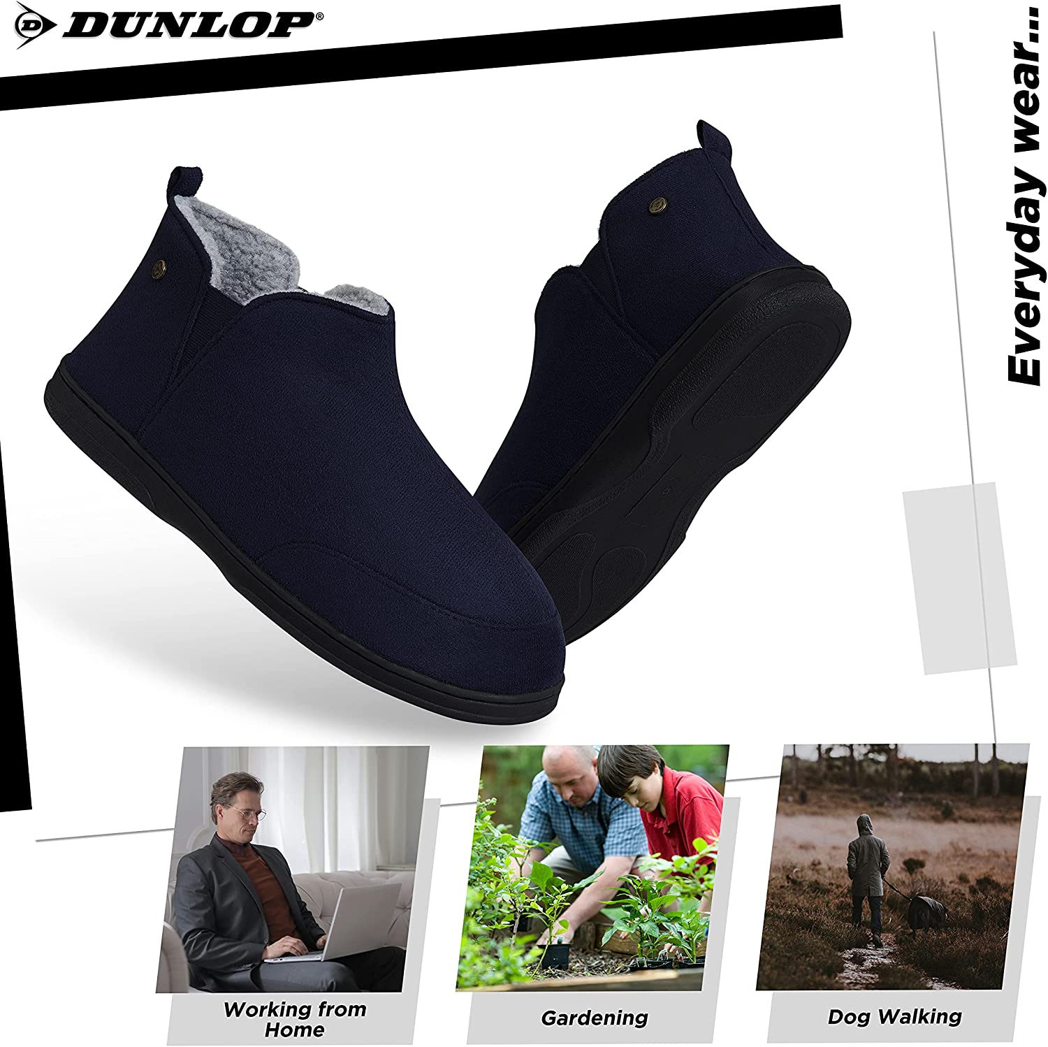 Dunlop Men's Slippers, Memory Foam Boot Slippers with Rubber Sole, Gifts for Men - Image 11