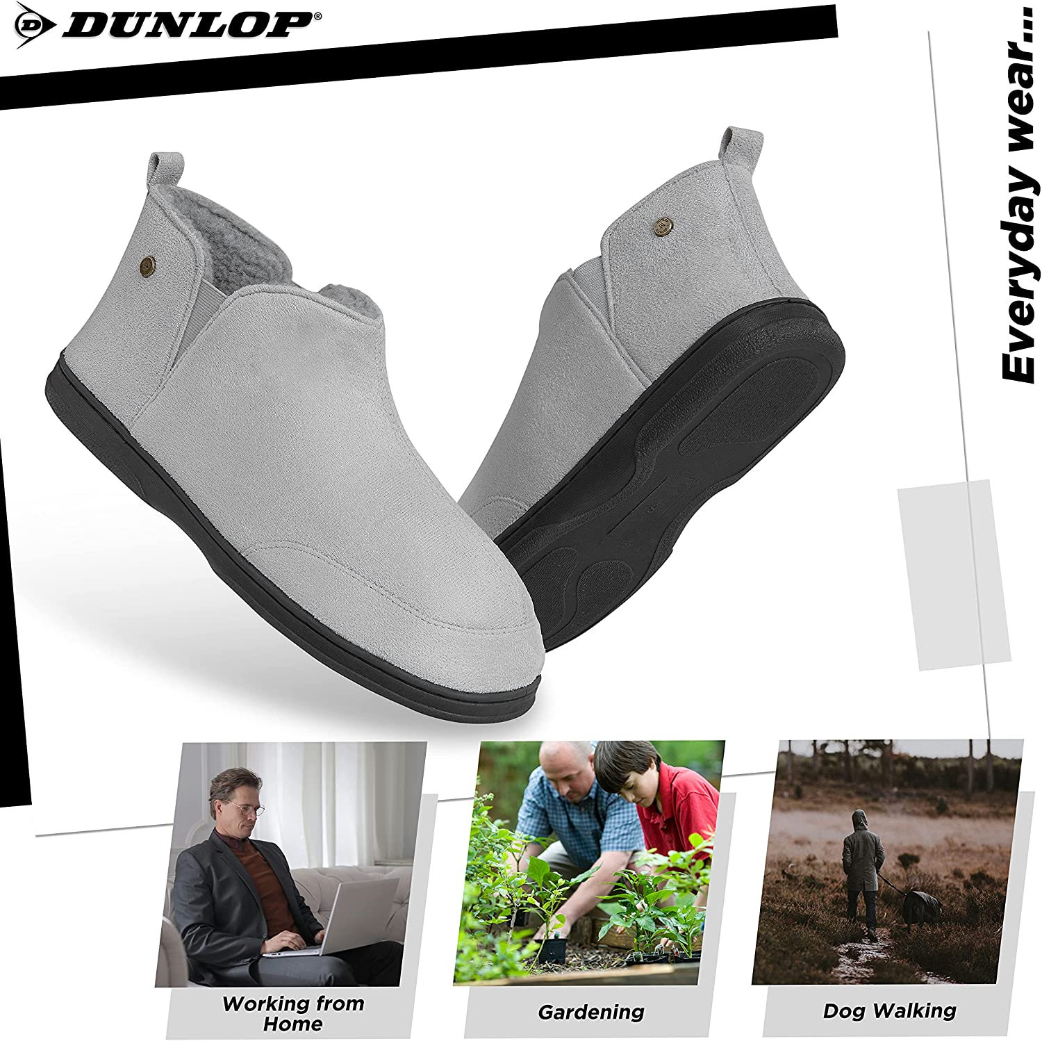 Dunlop Men's Slippers, Memory Foam Boot Slippers with Rubber Sole, Gifts for Men - Image 18