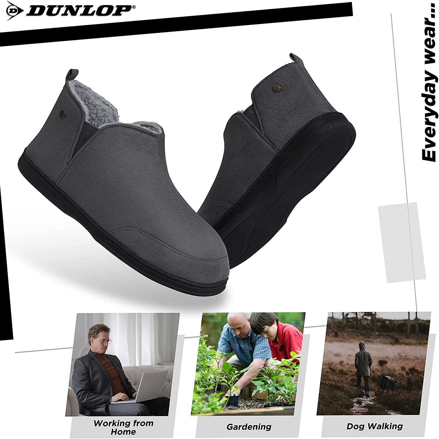 Dunlop Men's Slippers, Memory Foam Boot Slippers with Rubber Sole, Gifts for Men - Image 25
