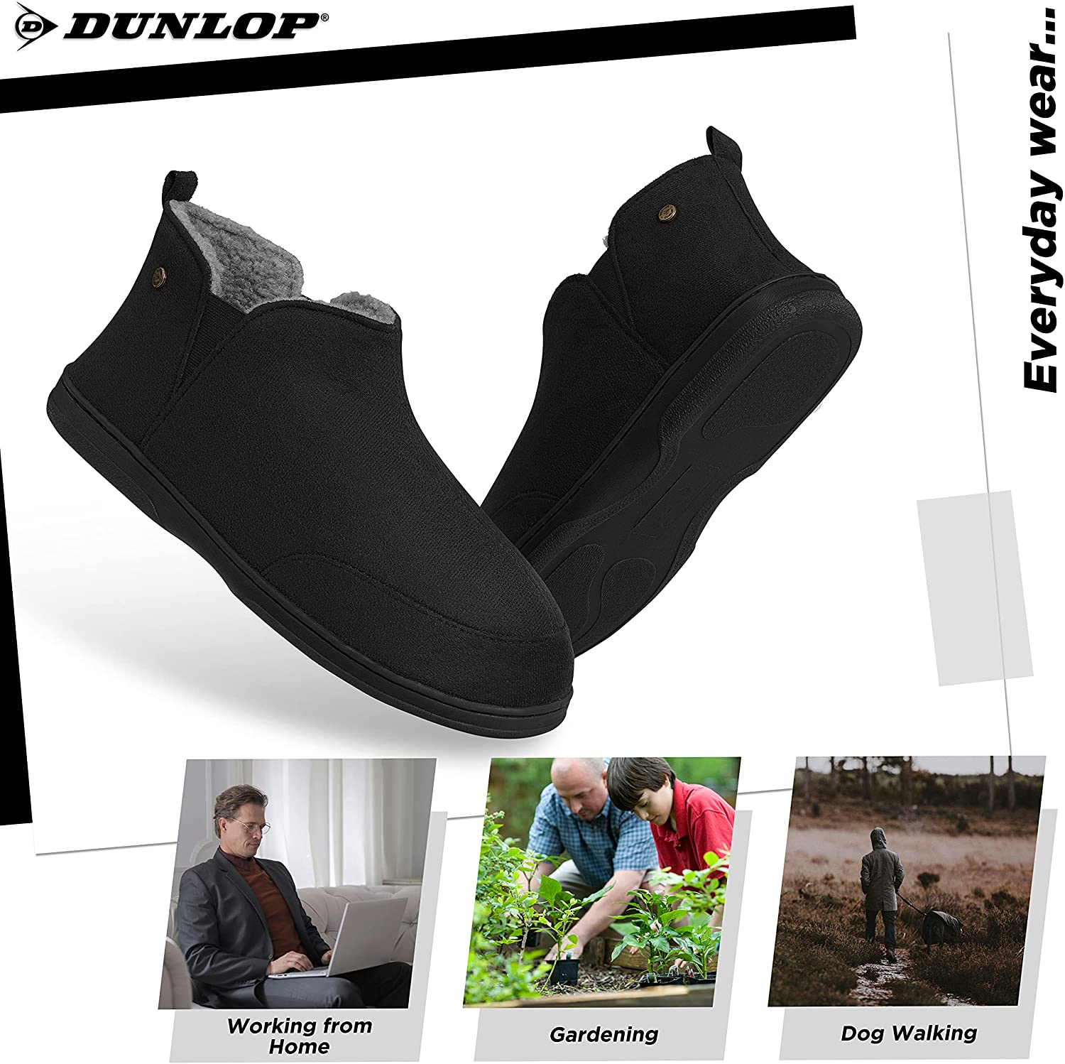 Dunlop Men's Slippers, Memory Foam Boot Slippers with Rubber Sole, Gifts for Men - Image 32