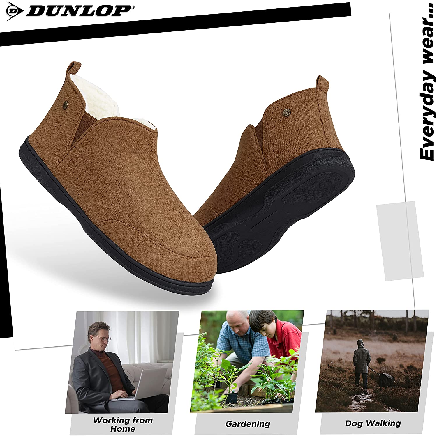 Dunlop Men's Slippers, Memory Foam Boot Slippers with Rubber Sole, Gifts for Men - Image 4