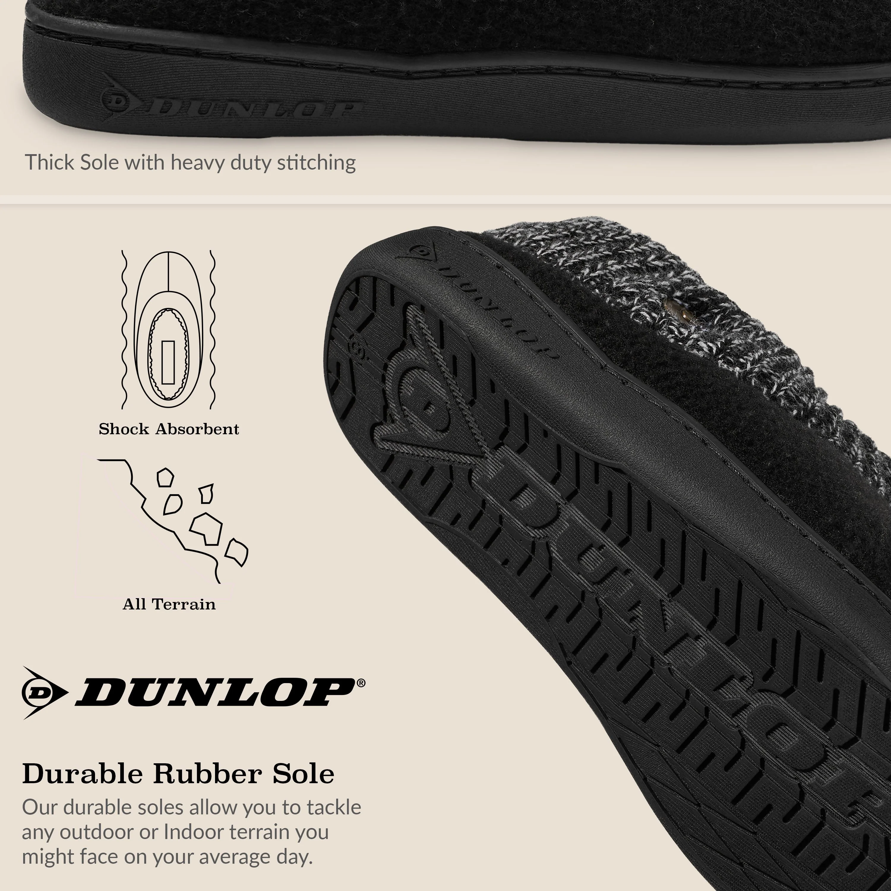 Dunlop Mens Slippers, Memory Foam Slippers, Indoor Outdoor House Shoes Non Slip - Image 7