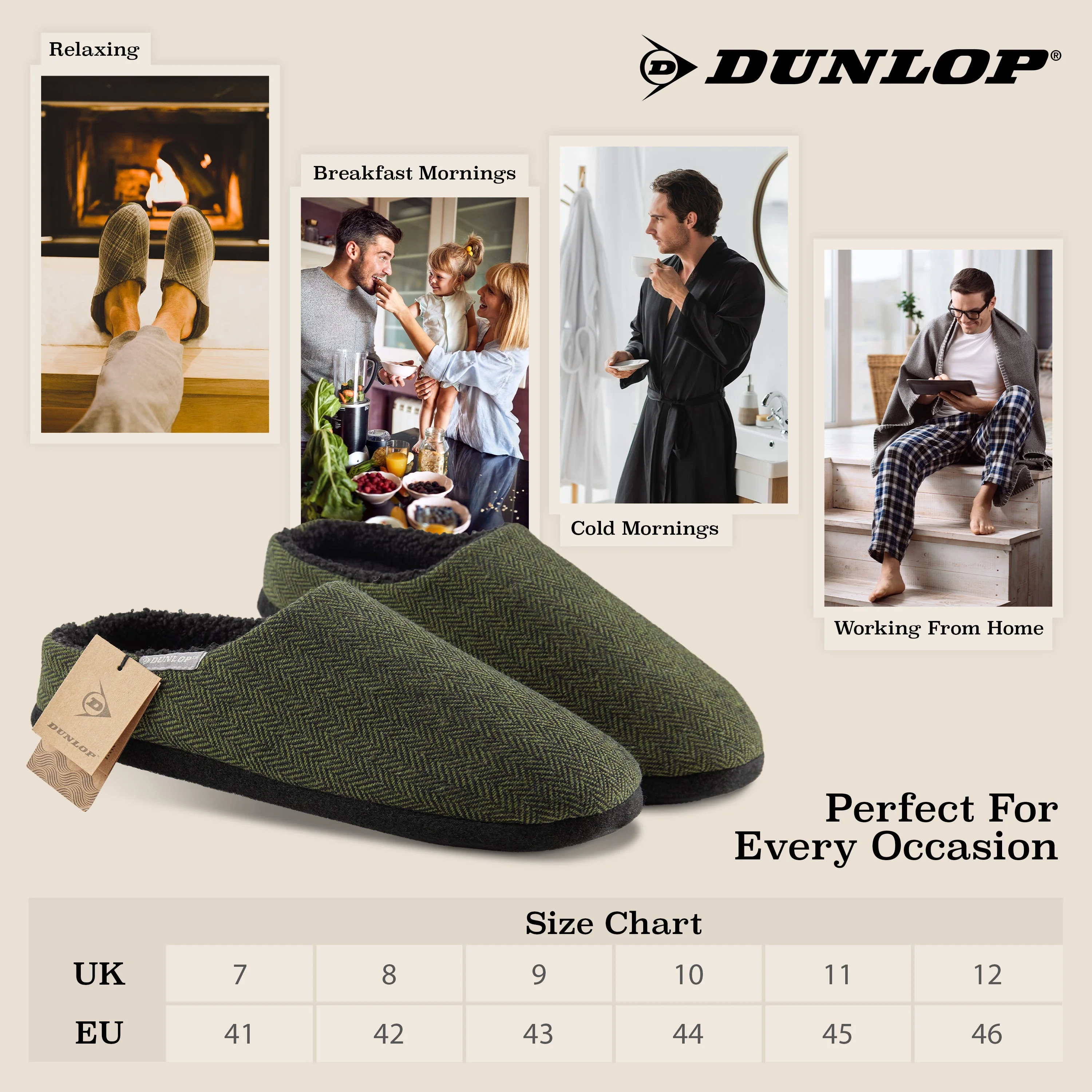 Dunlop Mens Slippers Open Back Memory Foam Fleece Lined Slipper Indoor Outdoor - Image 15