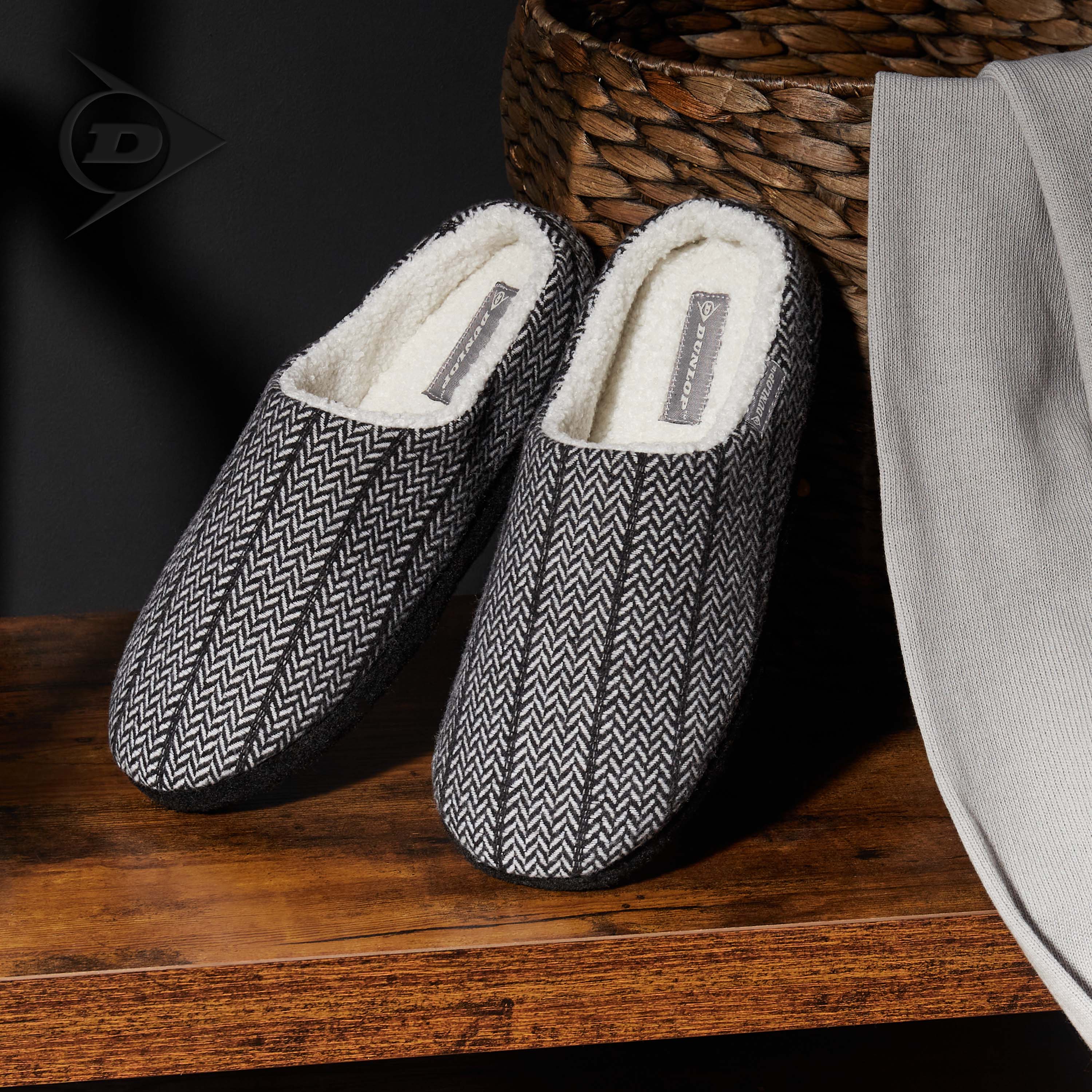 Dunlop Mens Slippers Open Back Memory Foam Fleece Lined Slipper Indoor Outdoor - Image 17