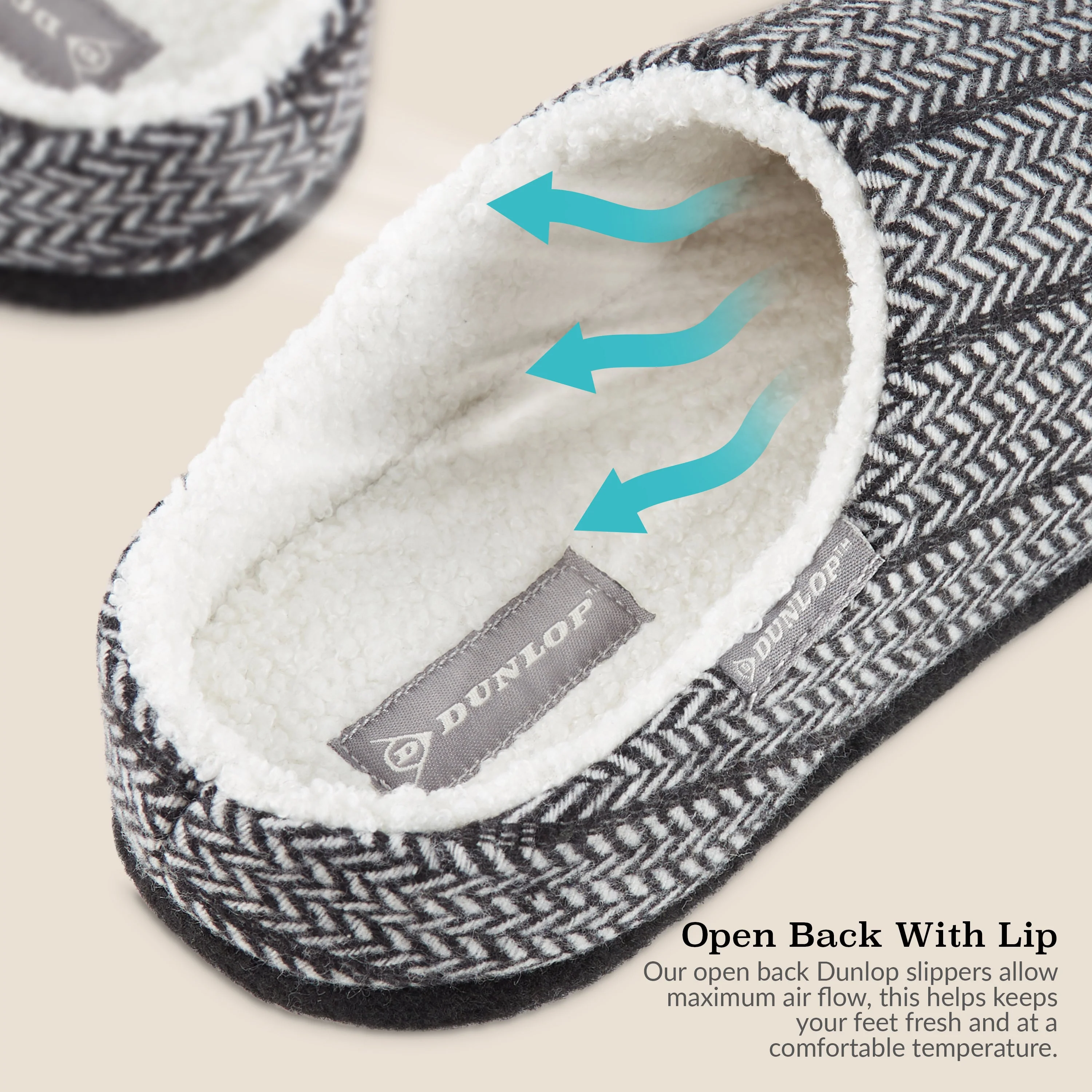 Dunlop Mens Slippers Open Back Memory Foam Fleece Lined Slipper Indoor Outdoor - Image 18
