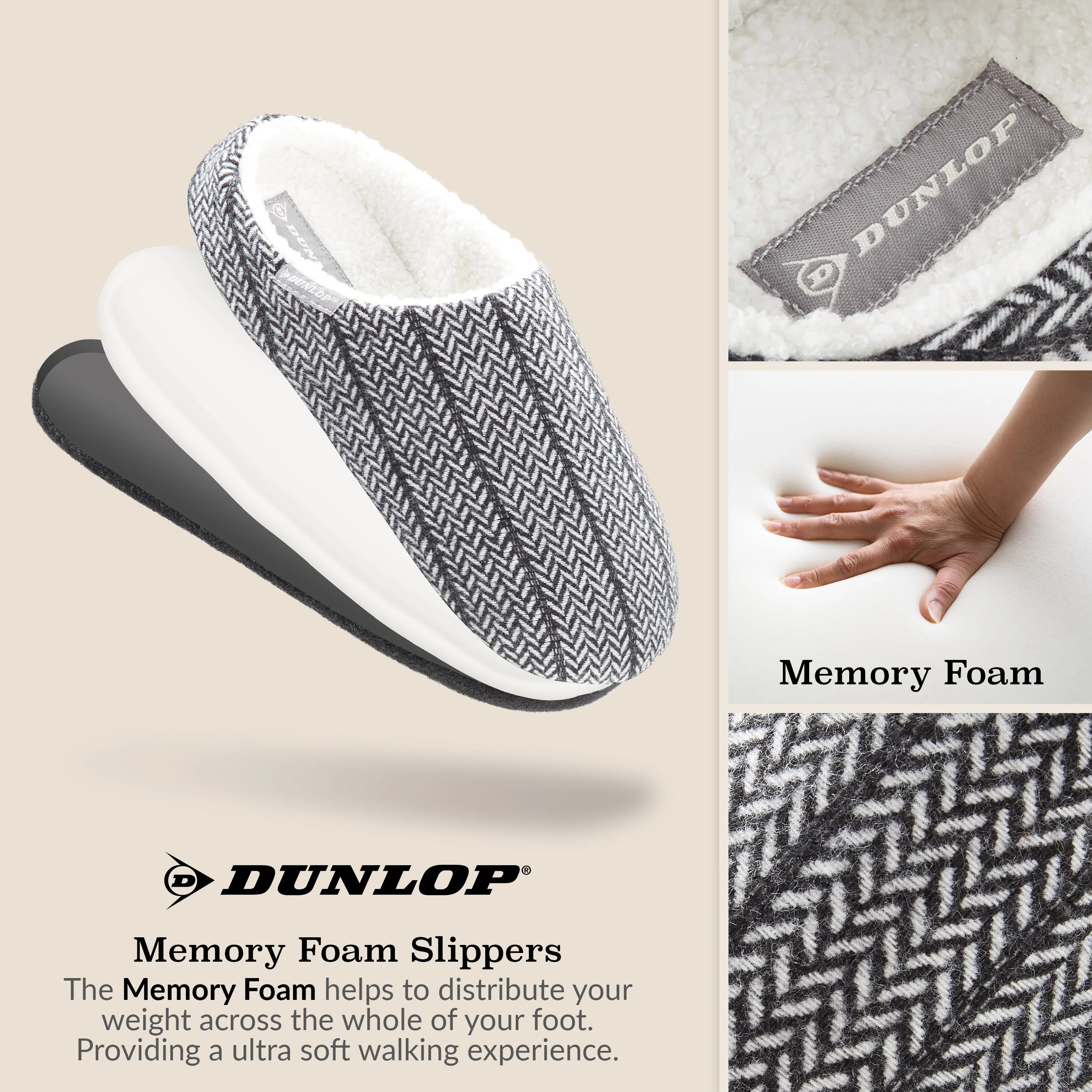 Dunlop Mens Slippers Open Back Memory Foam Fleece Lined Slipper Indoor Outdoor - Image 19