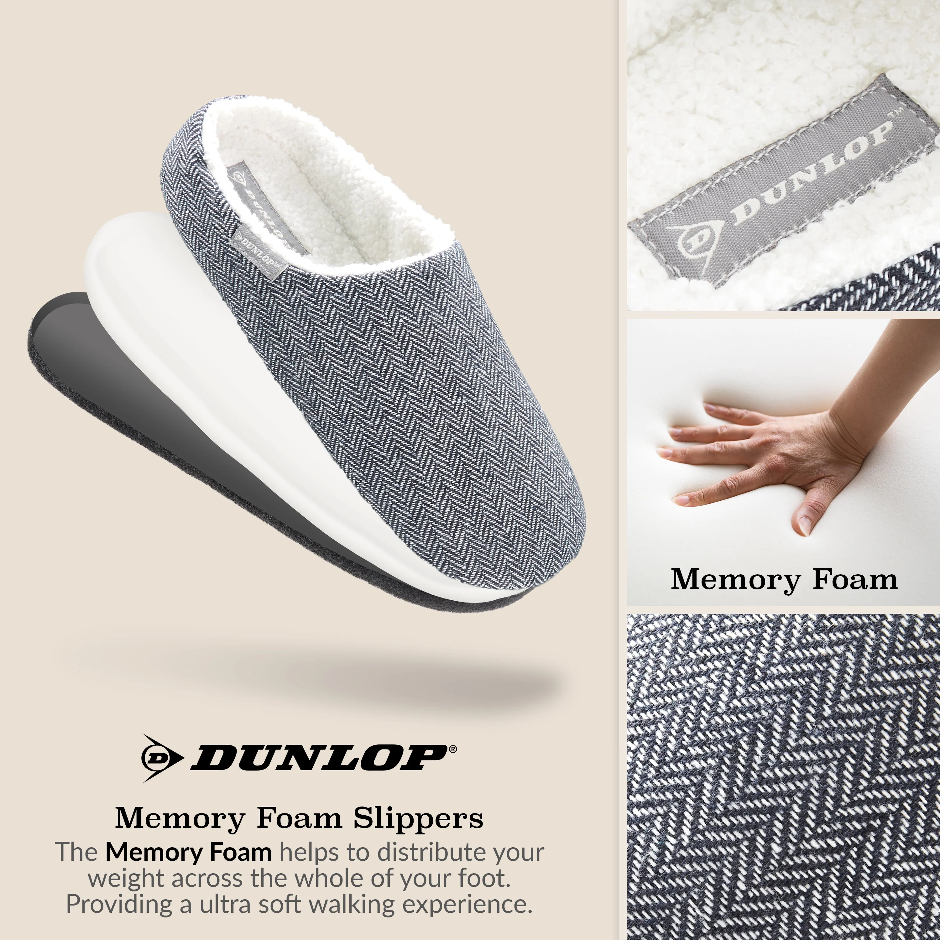 Dunlop Mens Slippers Open Back Memory Foam Fleece Lined Slipper Indoor Outdoor - Image 5