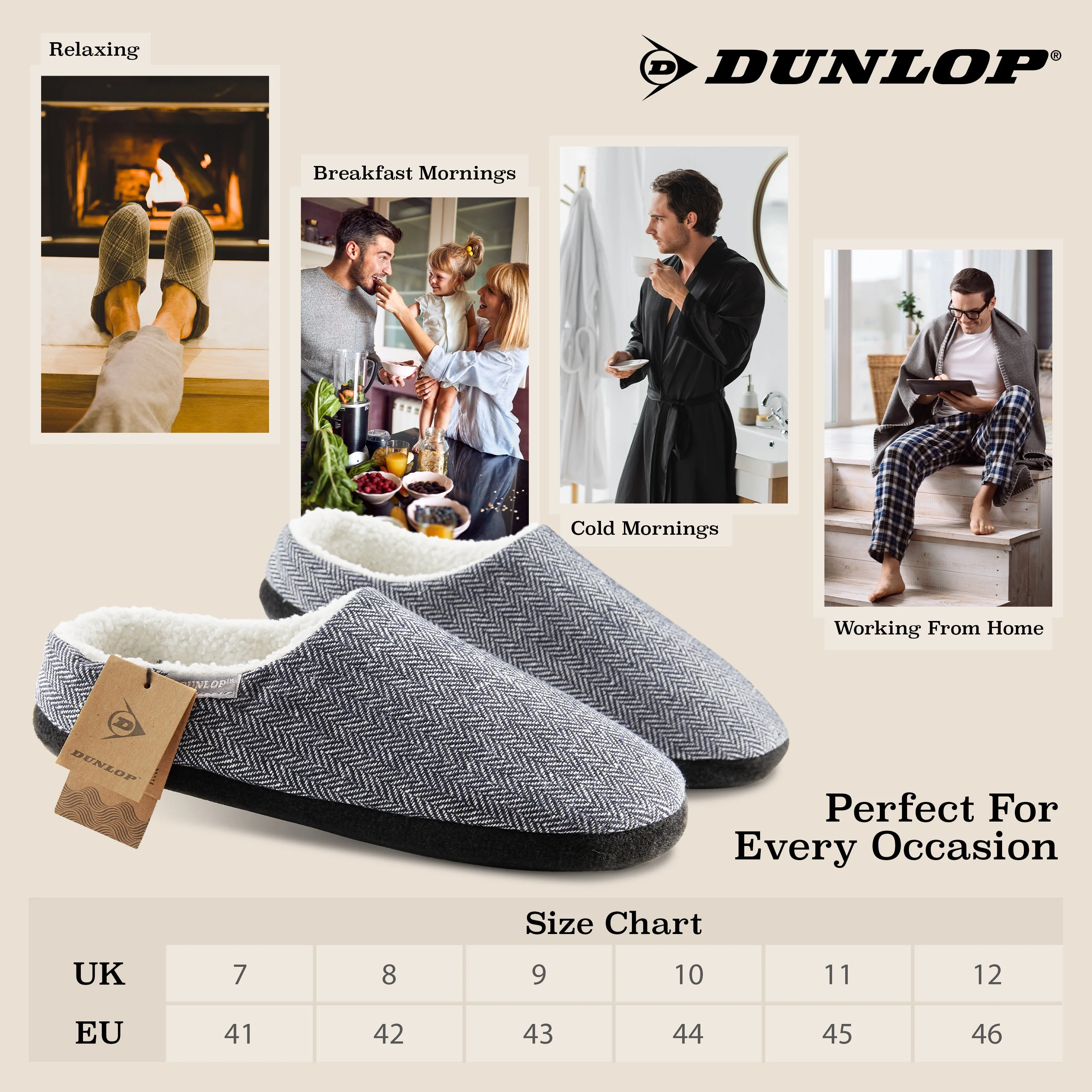 Dunlop Mens Slippers Open Back Memory Foam Fleece Lined Slipper Indoor Outdoor - Image 8