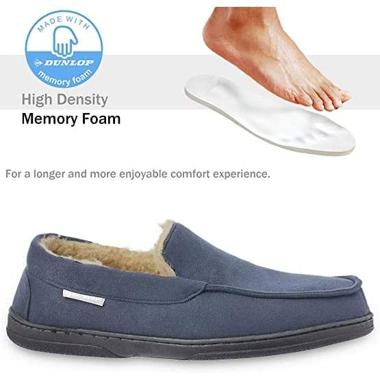 Dunlop Moccasins Loafers Faux Sheepskin Slippers with Rubber Sole for Men - Image 15