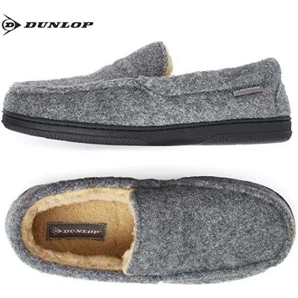 Dunlop Moccasins Loafers Faux Sheepskin Slippers with Rubber Sole for Men - Image 21