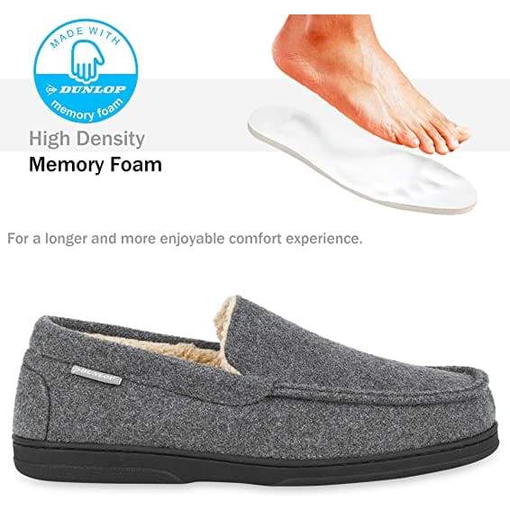 Dunlop Moccasins Loafers Faux Sheepskin Slippers with Rubber Sole for Men - Image 27