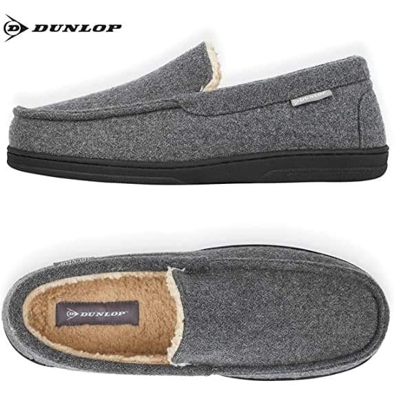 Dunlop Moccasins Loafers Faux Sheepskin Slippers with Rubber Sole for Men - Image 29