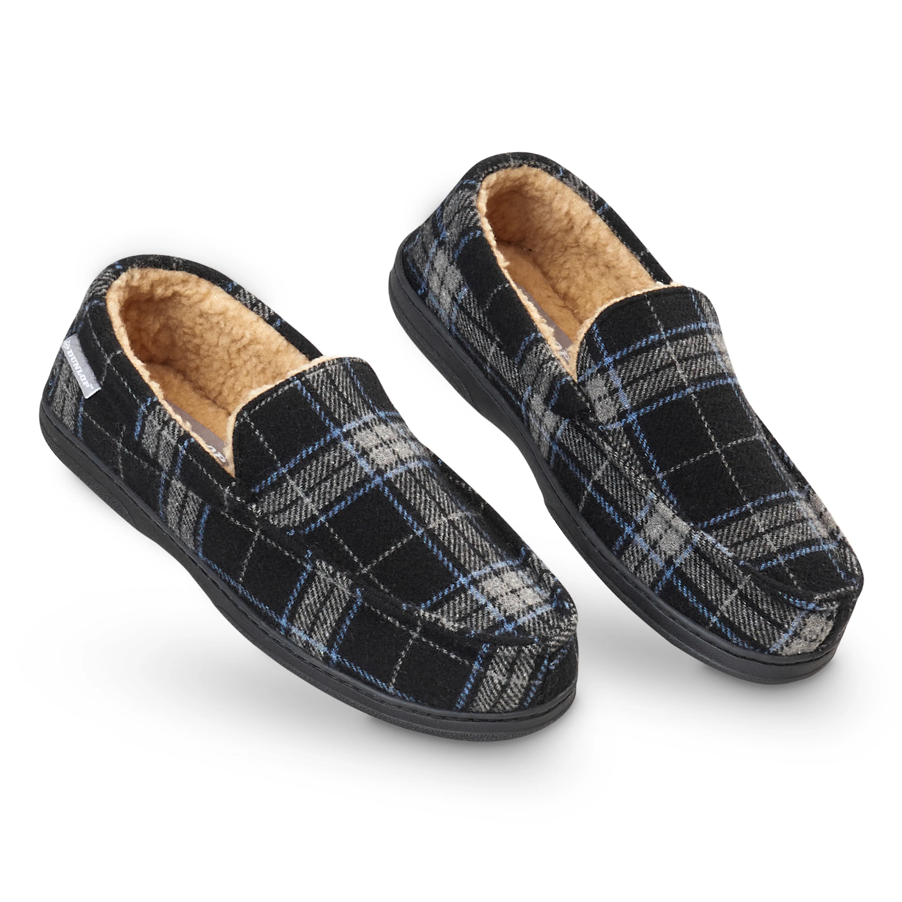 DUNLOP Moccasins Slippers Men Loafers Faux Fur Slippers Rubber Sole Memory Foam - Image 3