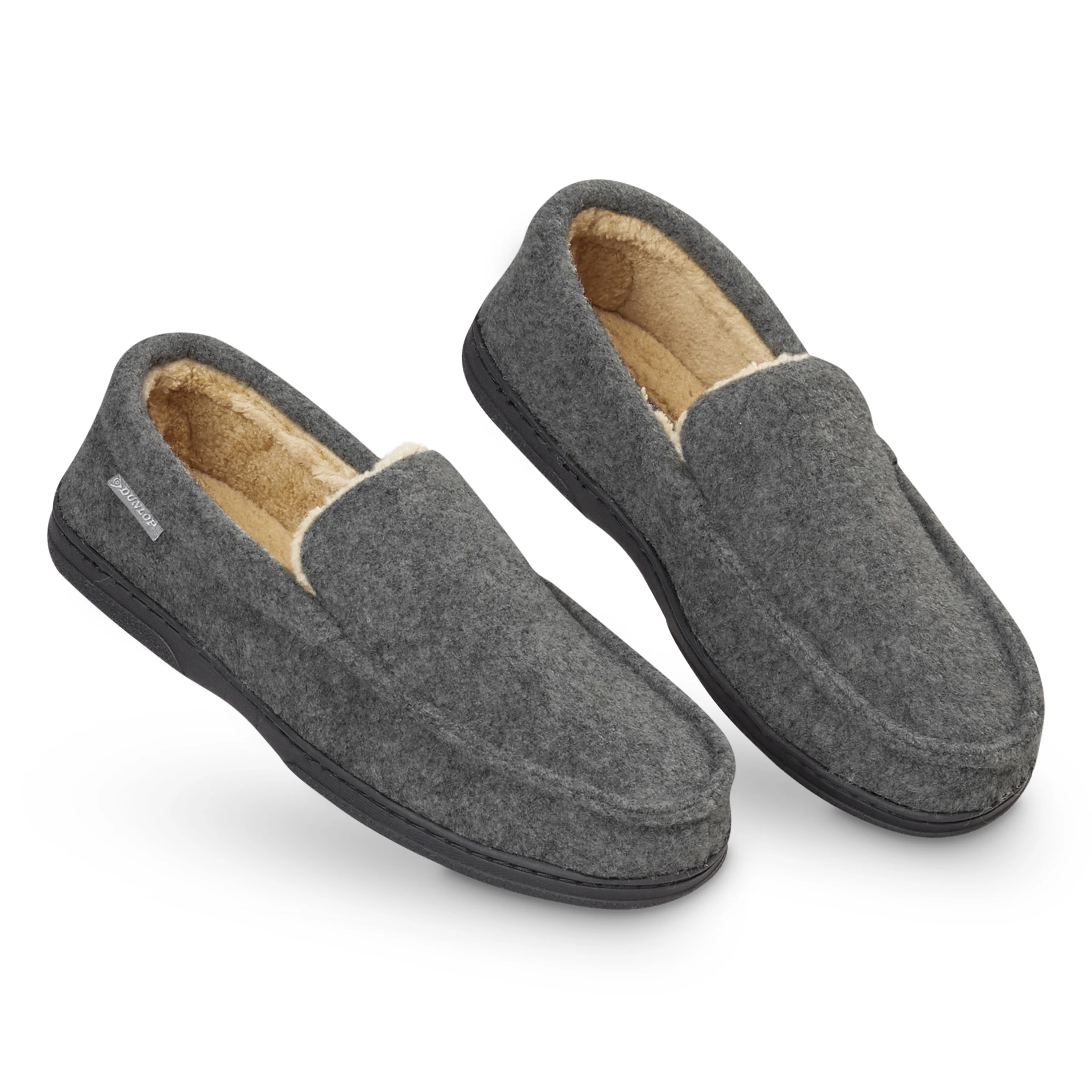 DUNLOP Moccasins Slippers Men Loafers Faux Fur Slippers Rubber Sole Memory Foam - Image 6