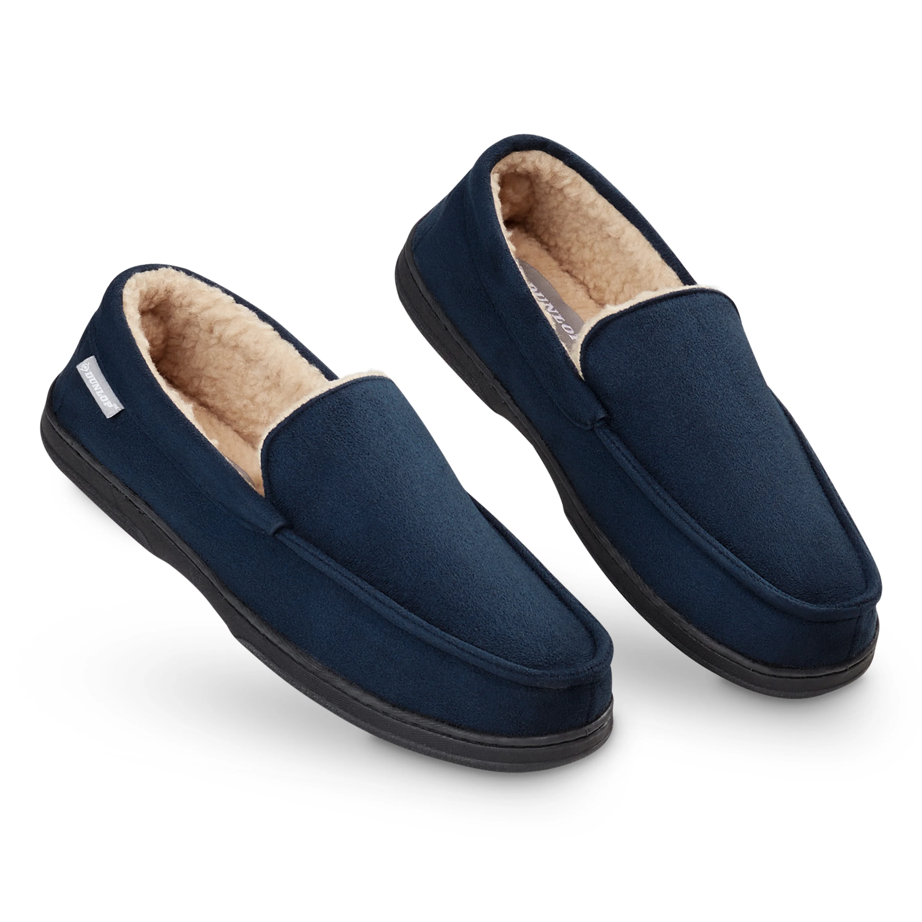 DUNLOP Moccasins Slippers Men Loafers Faux Fur Slippers Rubber Sole Memory Foam - Image 8