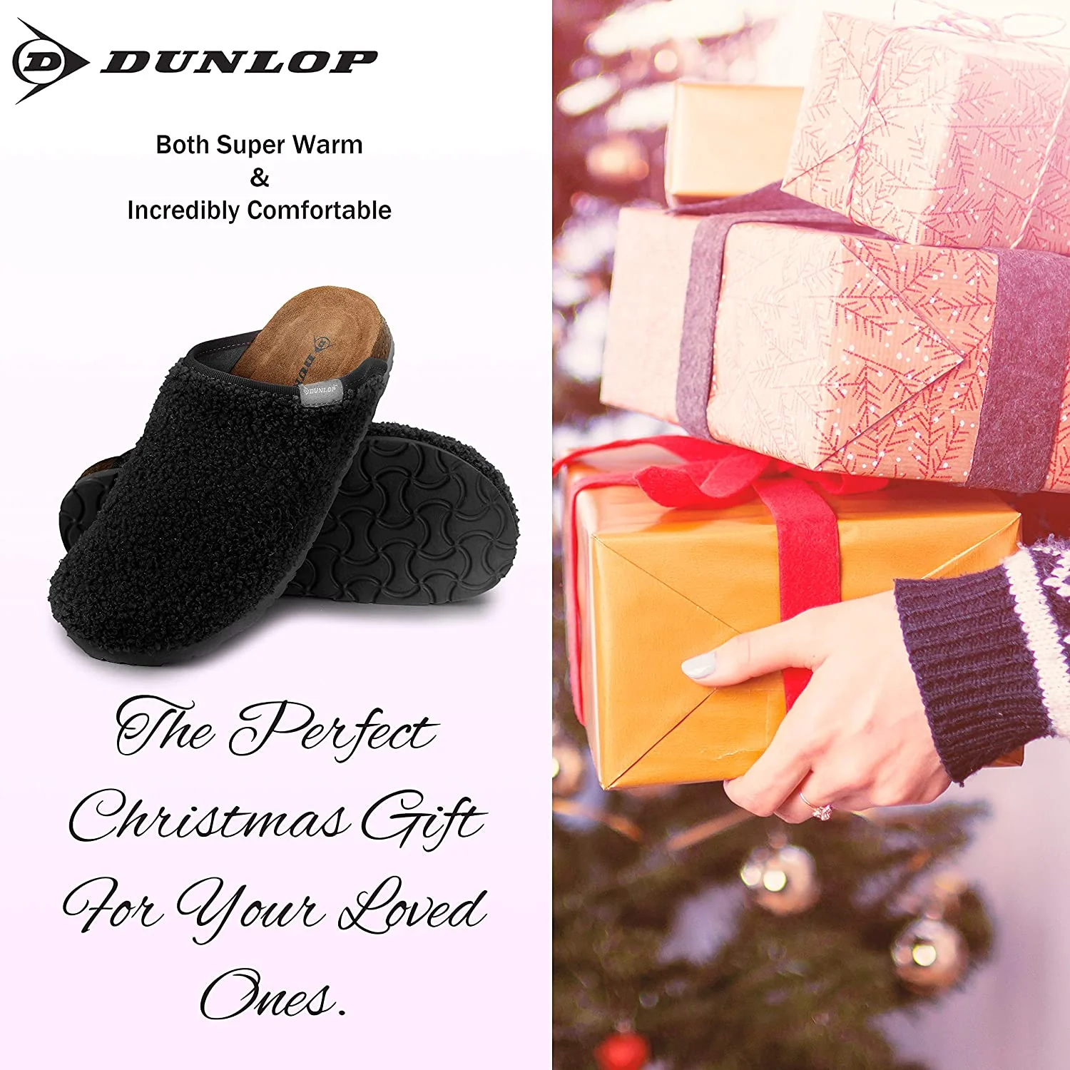 DUNLOP Slippers Warm Fuzzy Slip On Clog Slippers Comfy Mule House Shoes - Womens - Image 7