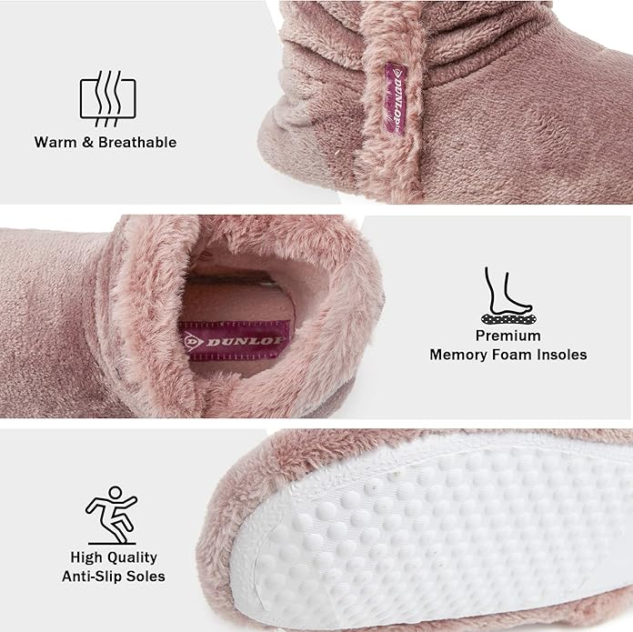 DUNLOP Women Bootie Slippers, Ladies Quality Ankle Slippers Memory Foam - Image 3