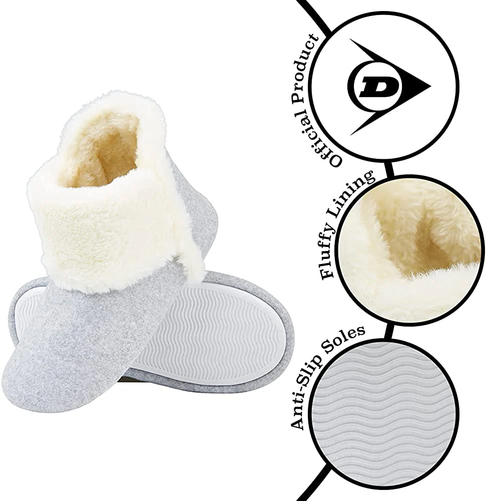 Dunlop Women's Slippers, Fluffy Slipper Boots with Memory Foam Insoles - Image 10