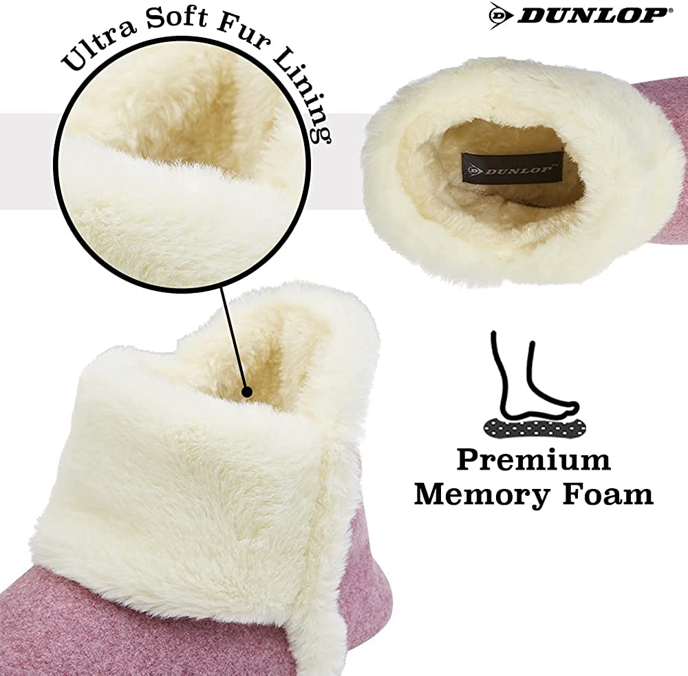 Dunlop Women's Slippers, Fluffy Slipper Boots with Memory Foam Insoles - Image 21