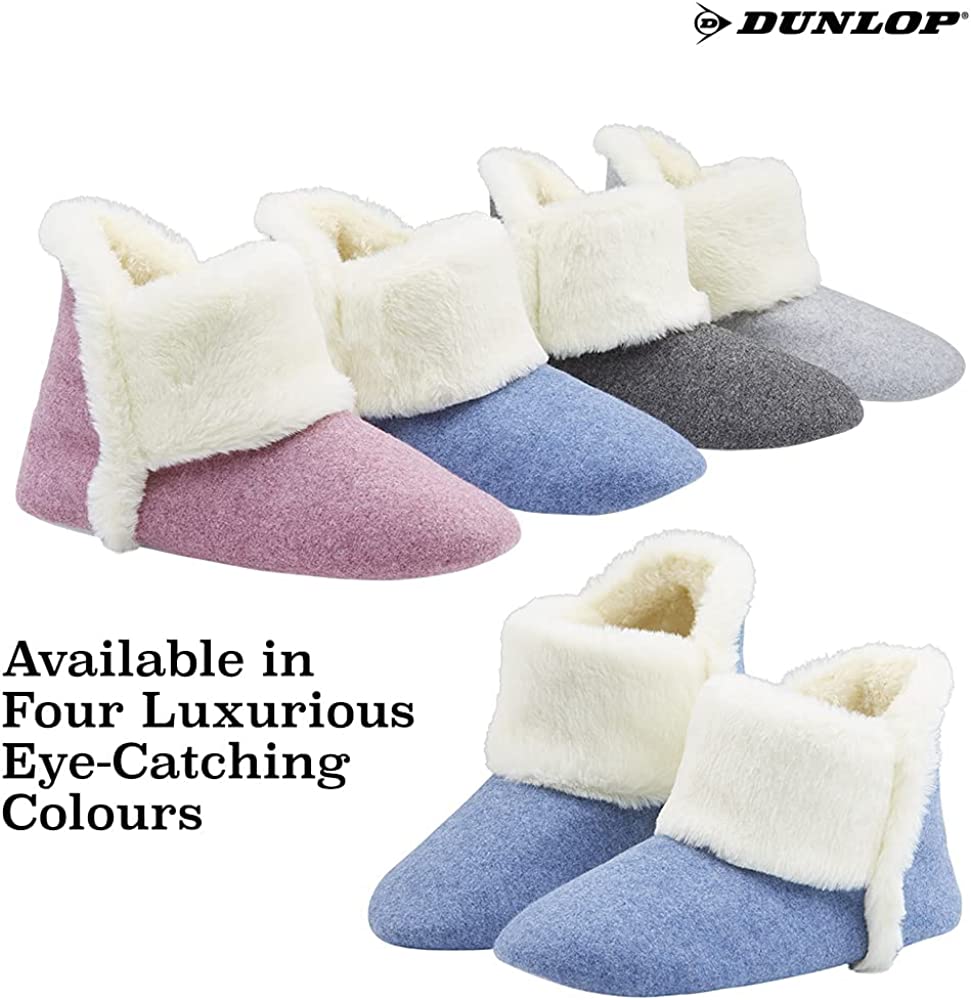 Dunlop Women's Slippers, Fluffy Slipper Boots with Memory Foam Insoles - Image 29