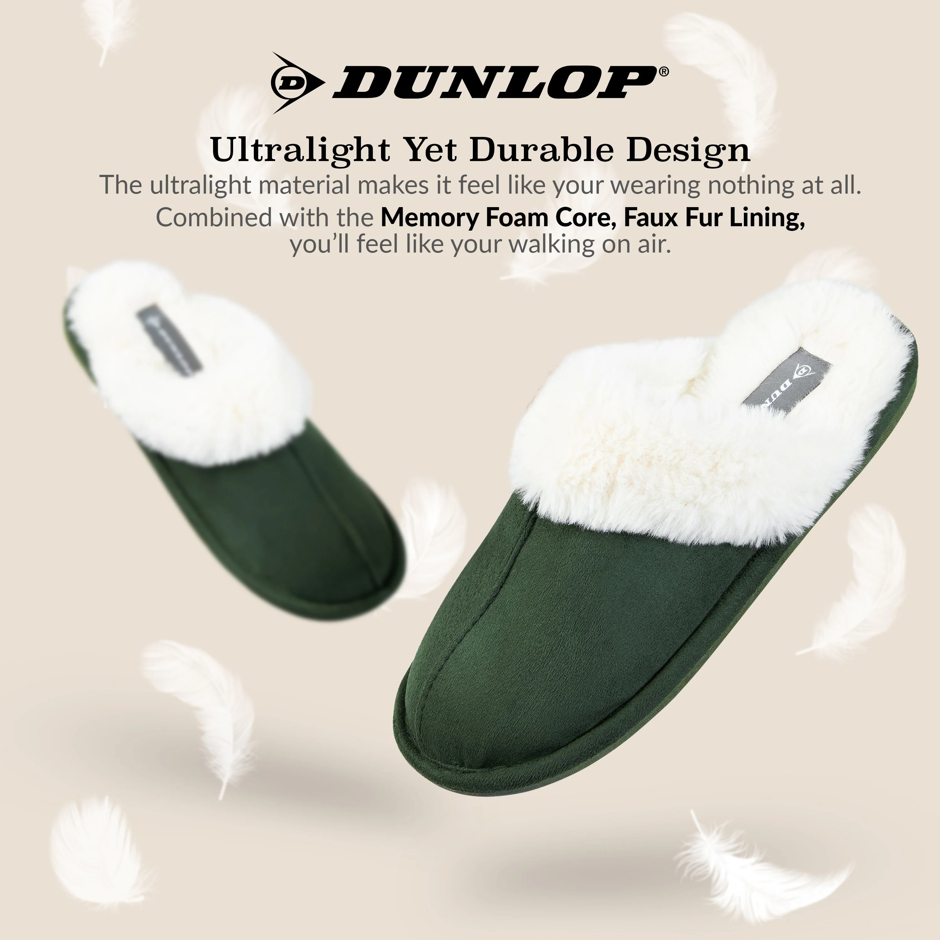 Dunlop Womens Slippers, Memory Foam Fluffy Slip On House Shoes - Image 16