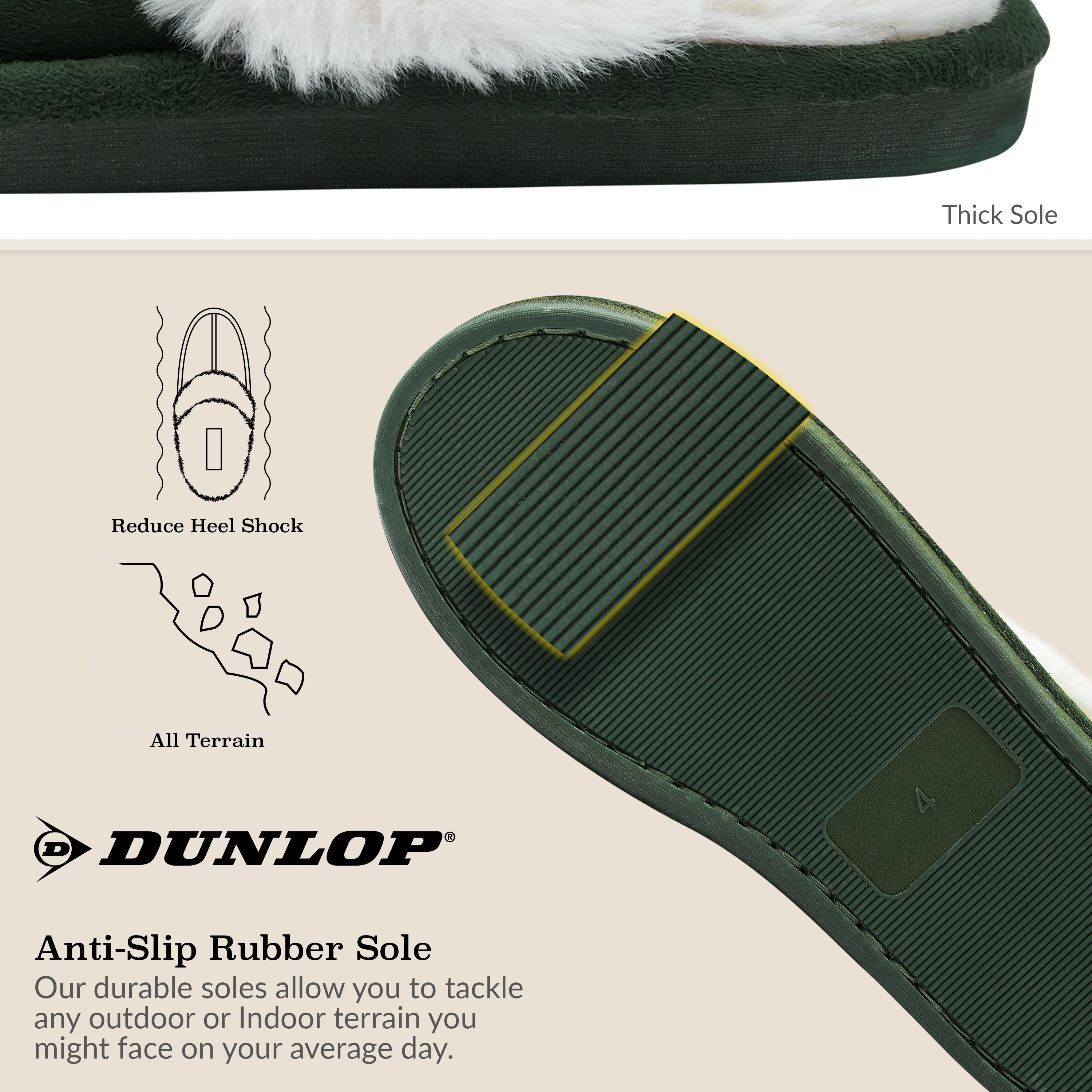 Dunlop Womens Slippers, Memory Foam Fluffy Slip On House Shoes - Image 17
