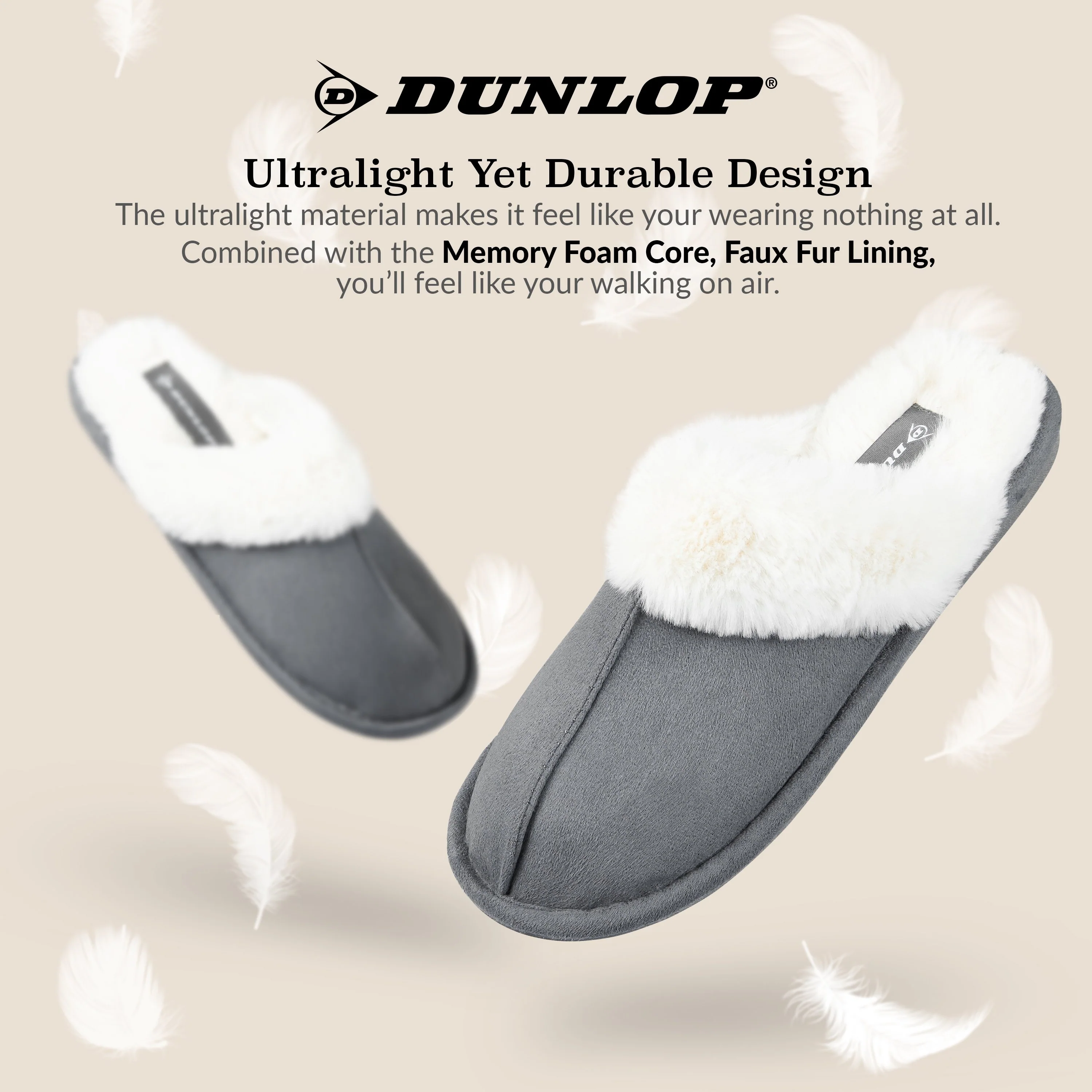 Dunlop Womens Slippers, Memory Foam Fluffy Slip On House Shoes - Image 23