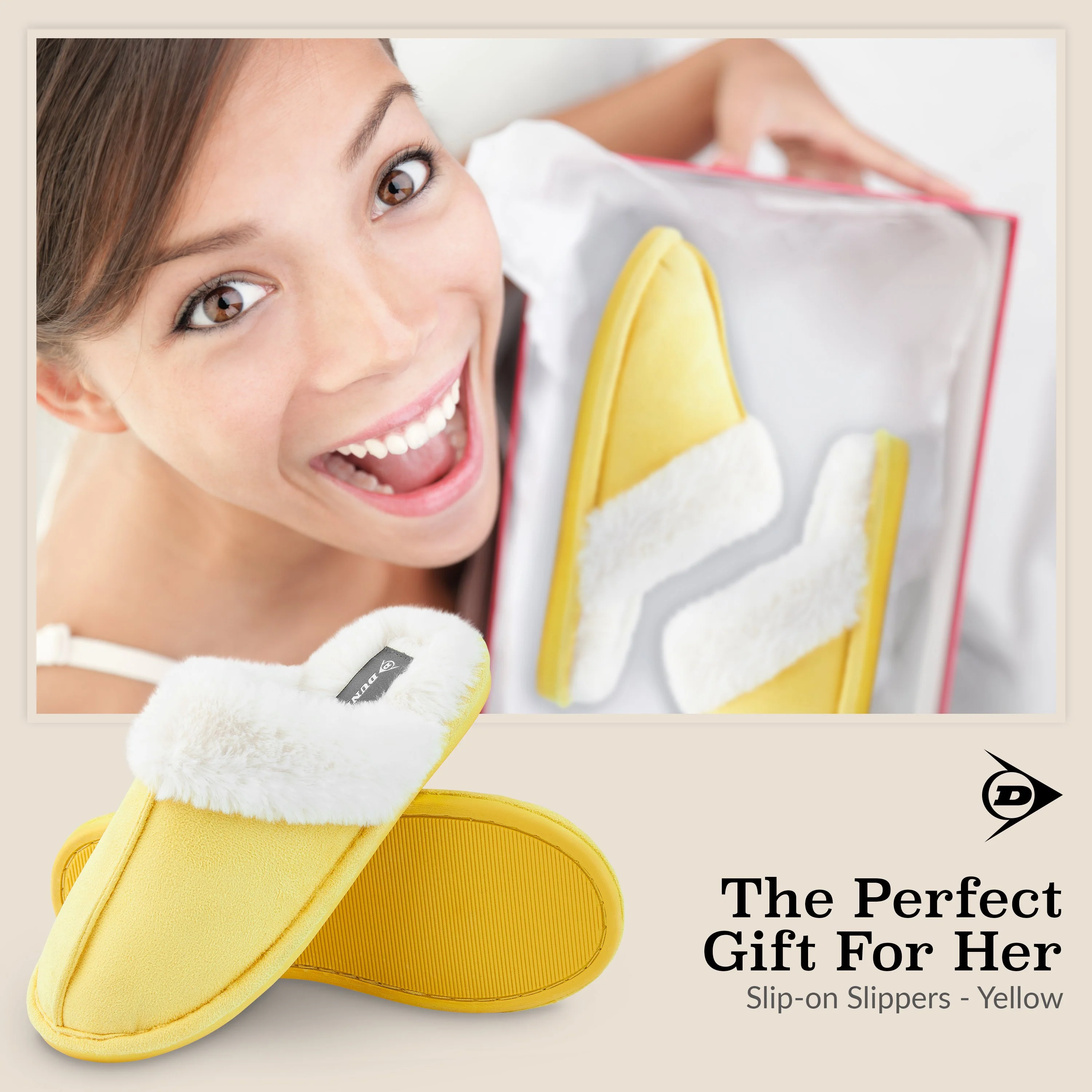 Dunlop Womens Slippers, Memory Foam Fluffy Slip On House Shoes - Image 3