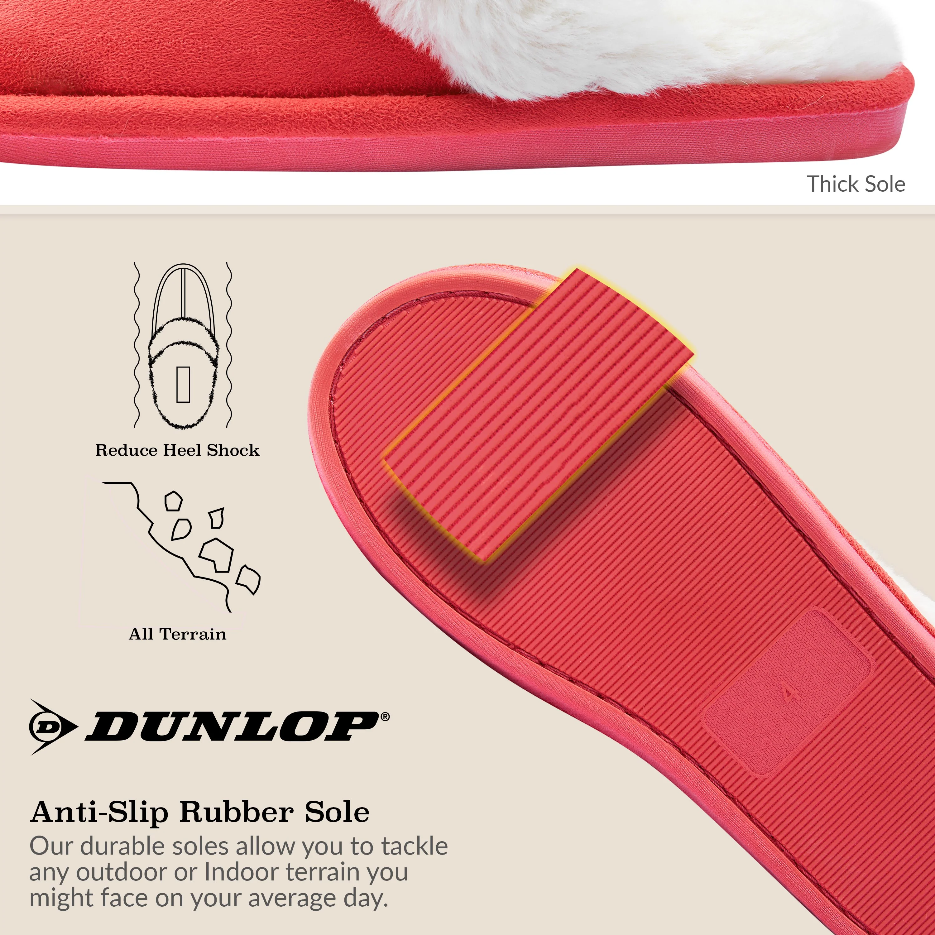 Dunlop Womens Slippers, Memory Foam Fluffy Slip On House Shoes - Image 31