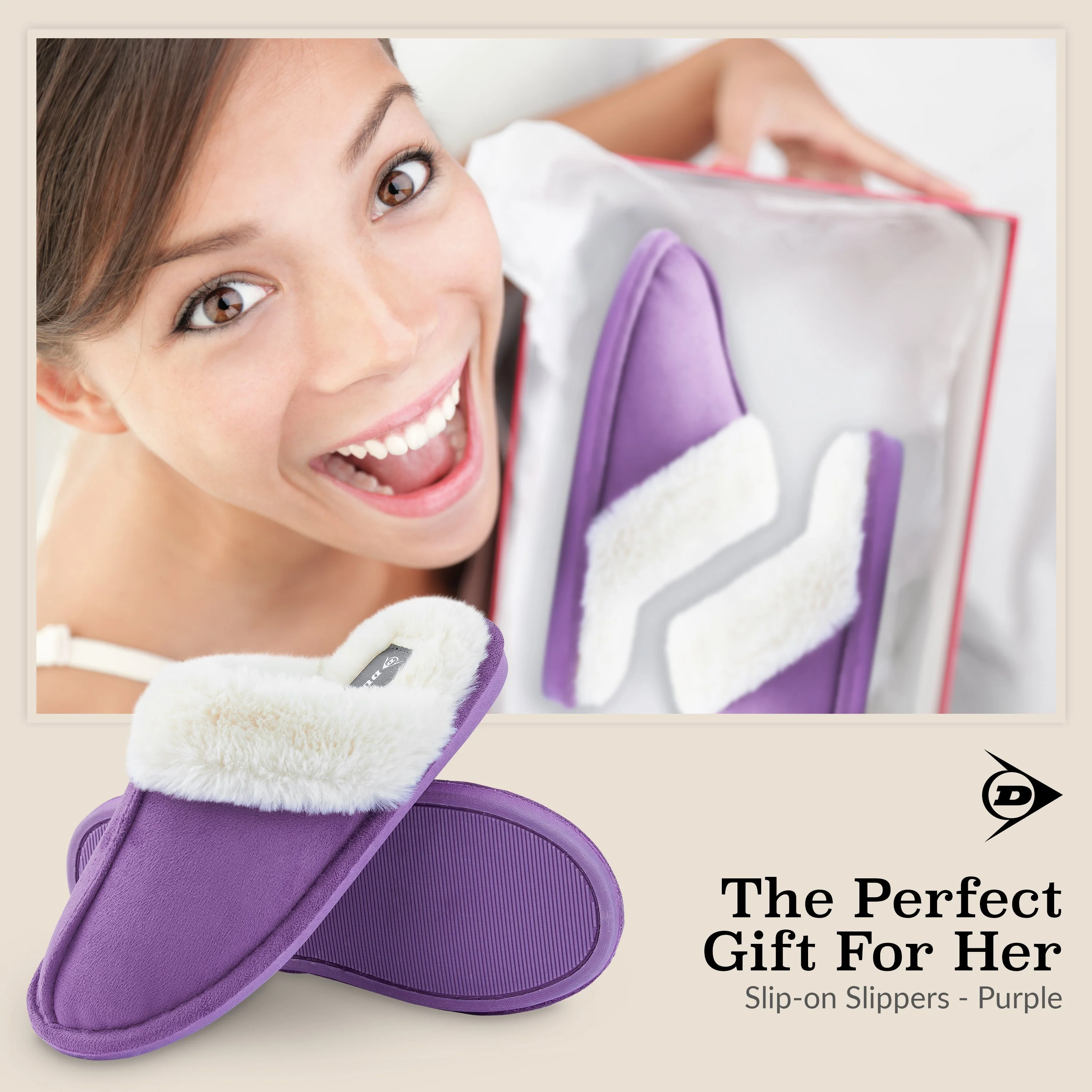 Dunlop Womens Slippers, Memory Foam Fluffy Slip On House Shoes - Image 34