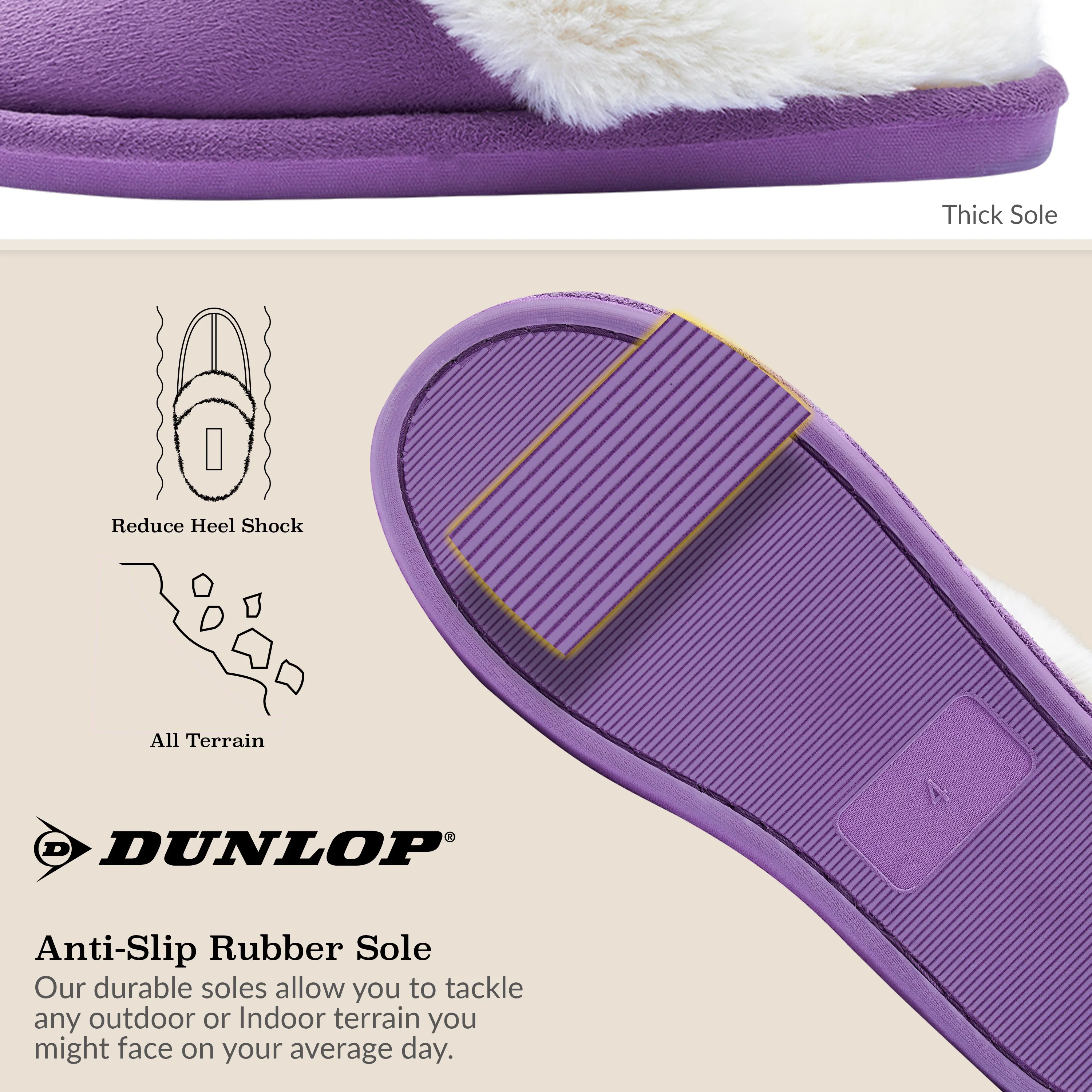 Dunlop Womens Slippers, Memory Foam Fluffy Slip On House Shoes - Image 38