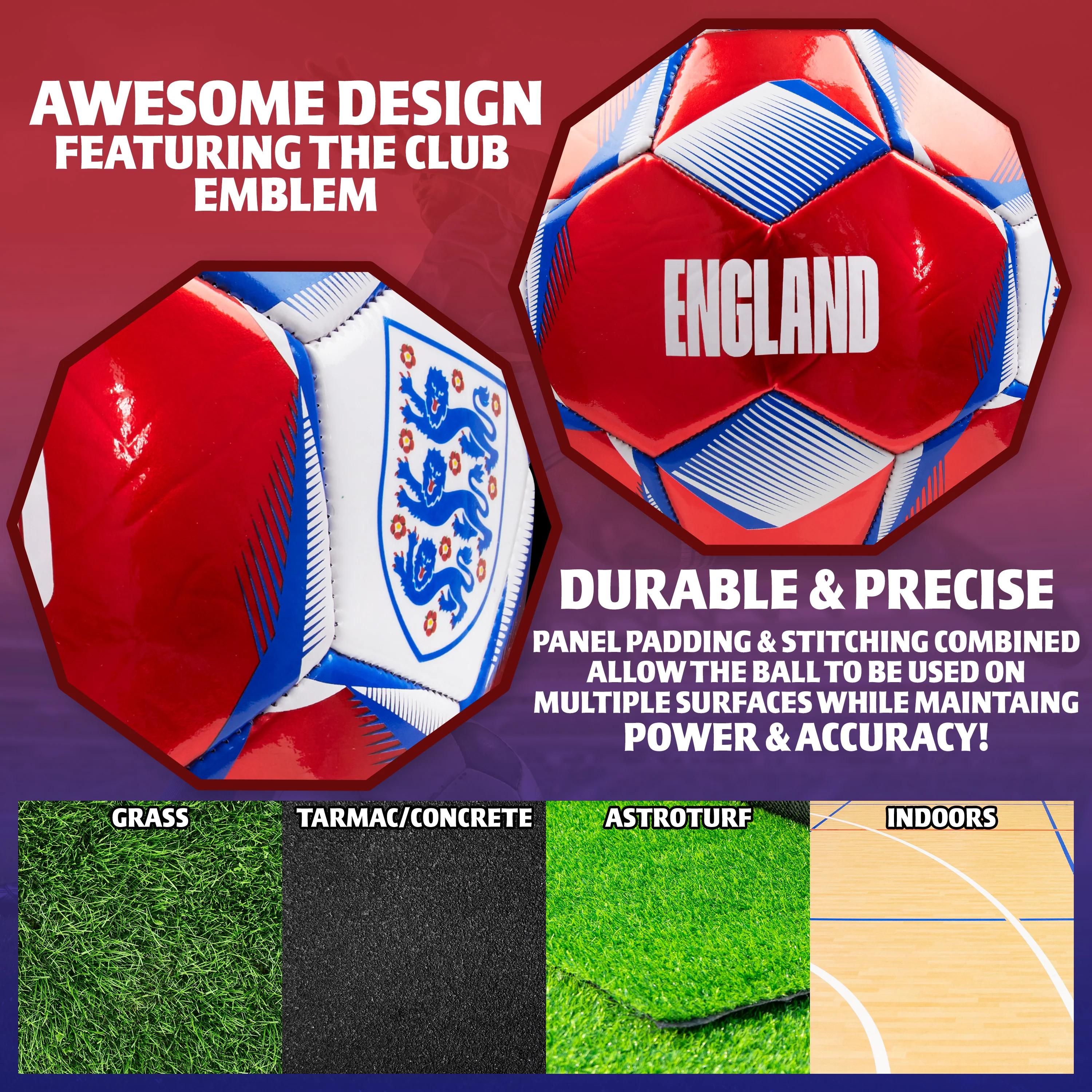 England FA Football - Soccer Ball for Adults & Teenagers - Size 5 - Image 11