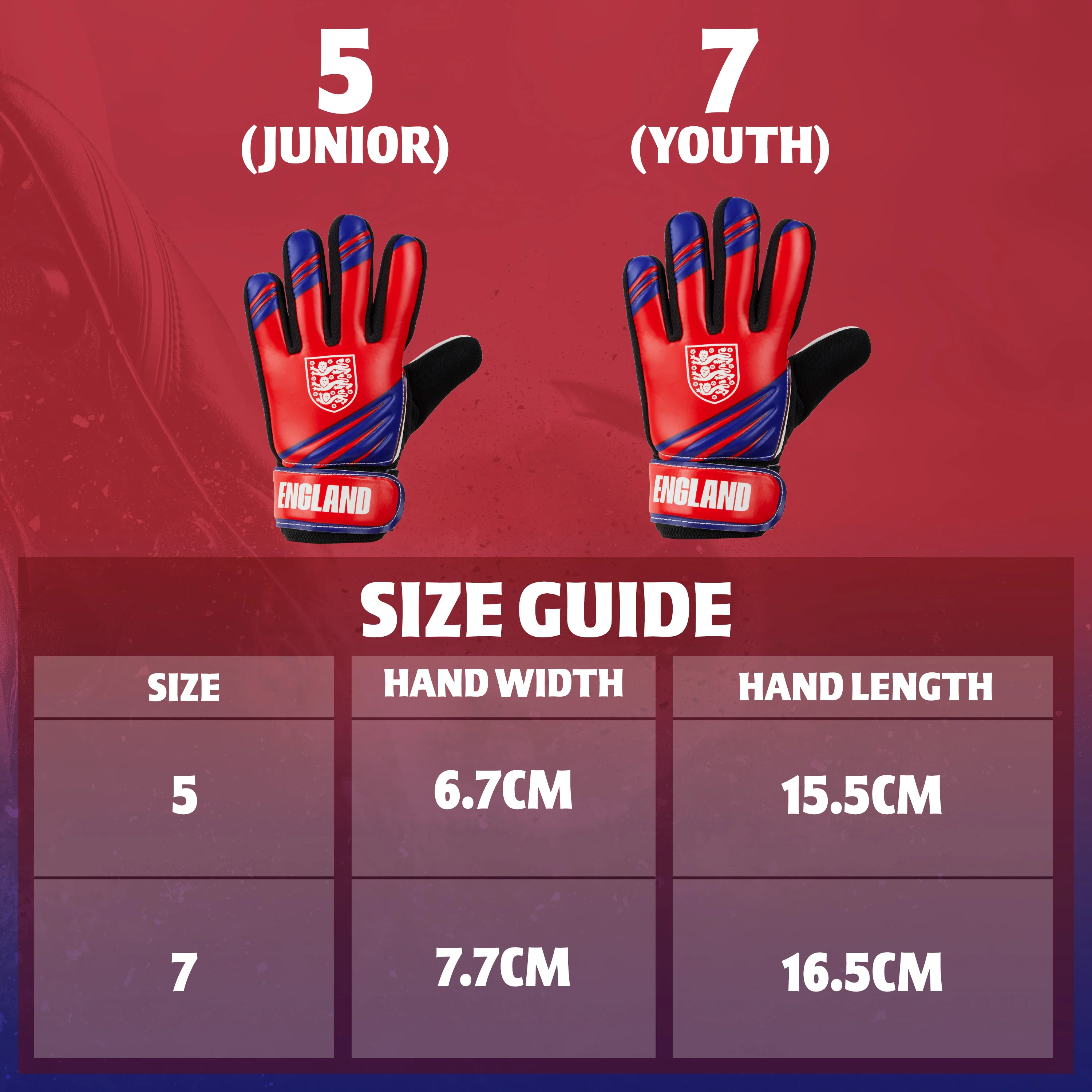 England FA Goalkeeper Gloves for Kids and Teenagers - Size 5 - Image 6