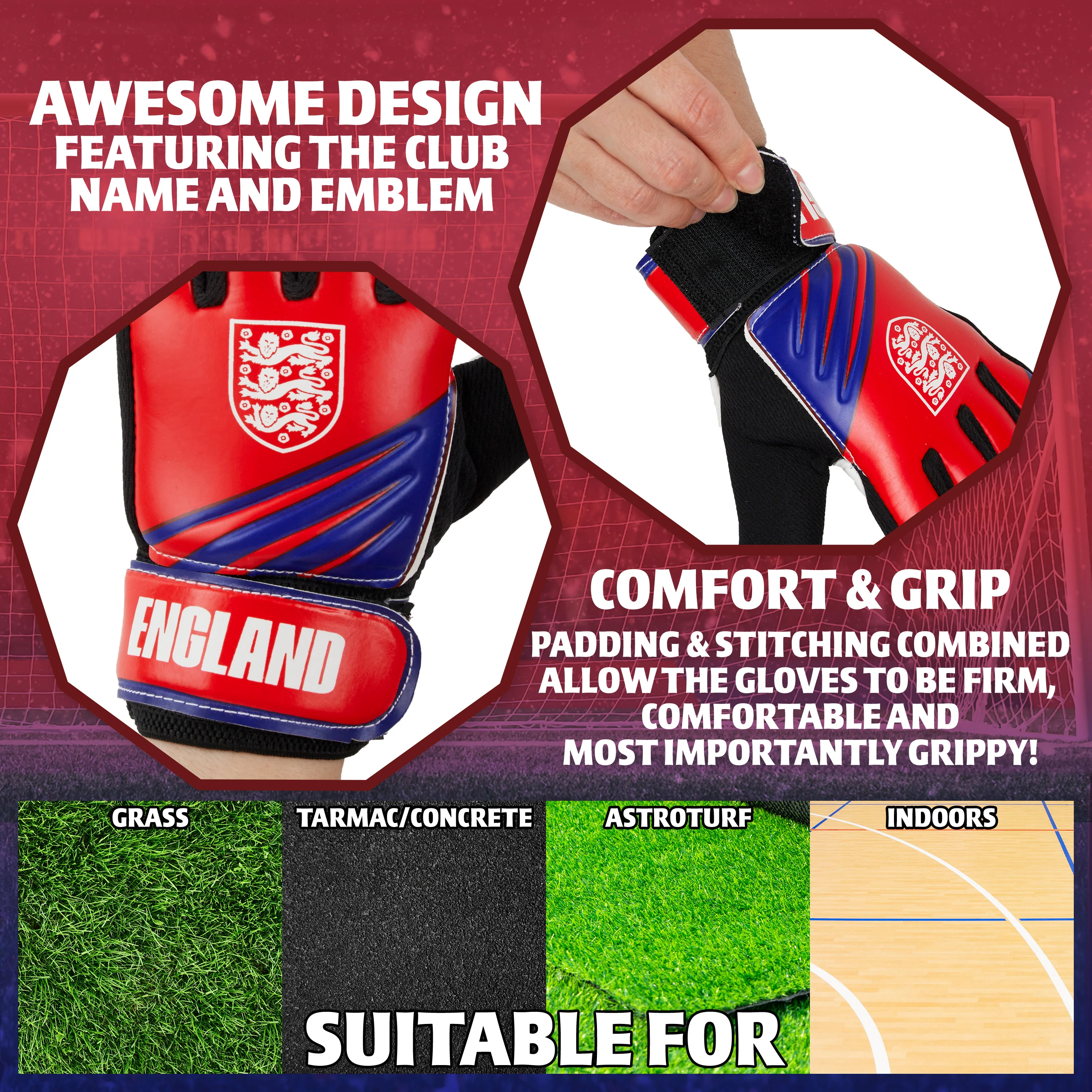 England FA Goalkeeper Gloves for Kids and Teenagers - Size 7 - Image 5