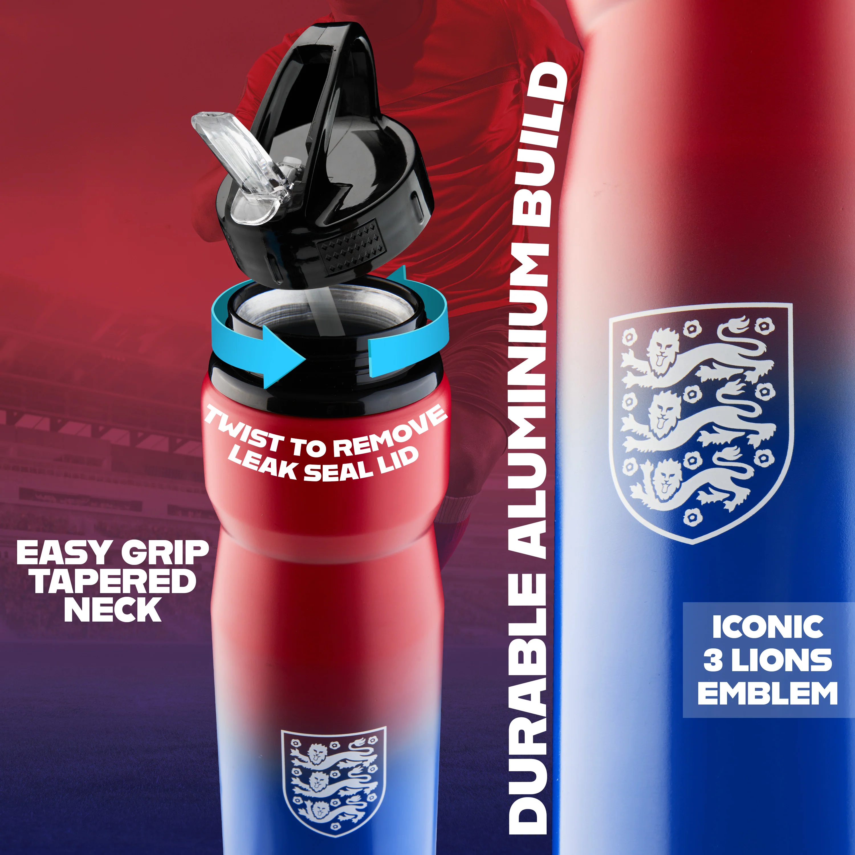 England FA Water Bottle with Straw - Metal Water Bottle for Football Fans - Image 4