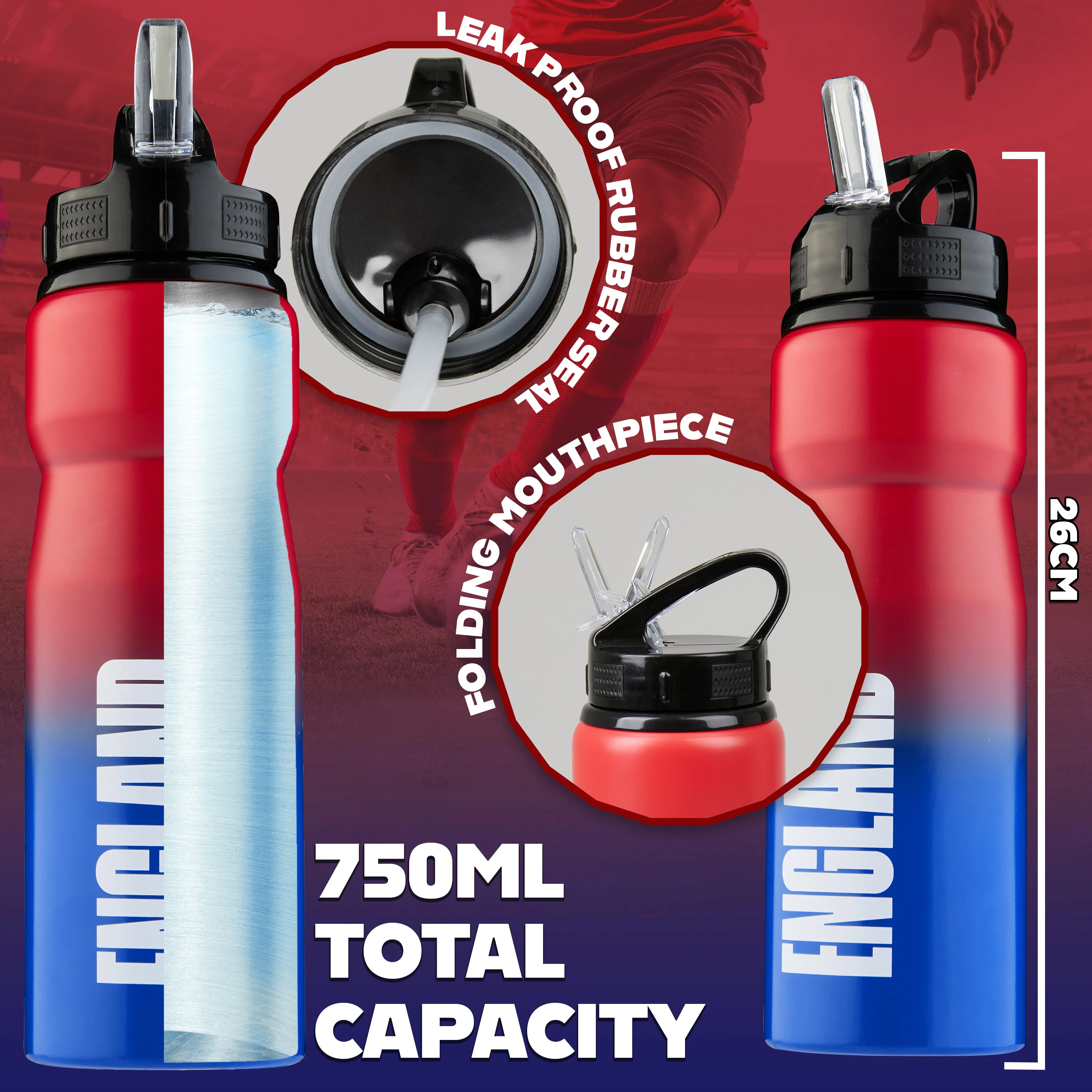 England FA Water Bottle with Straw - Metal Water Bottle for Football Fans - Image 6