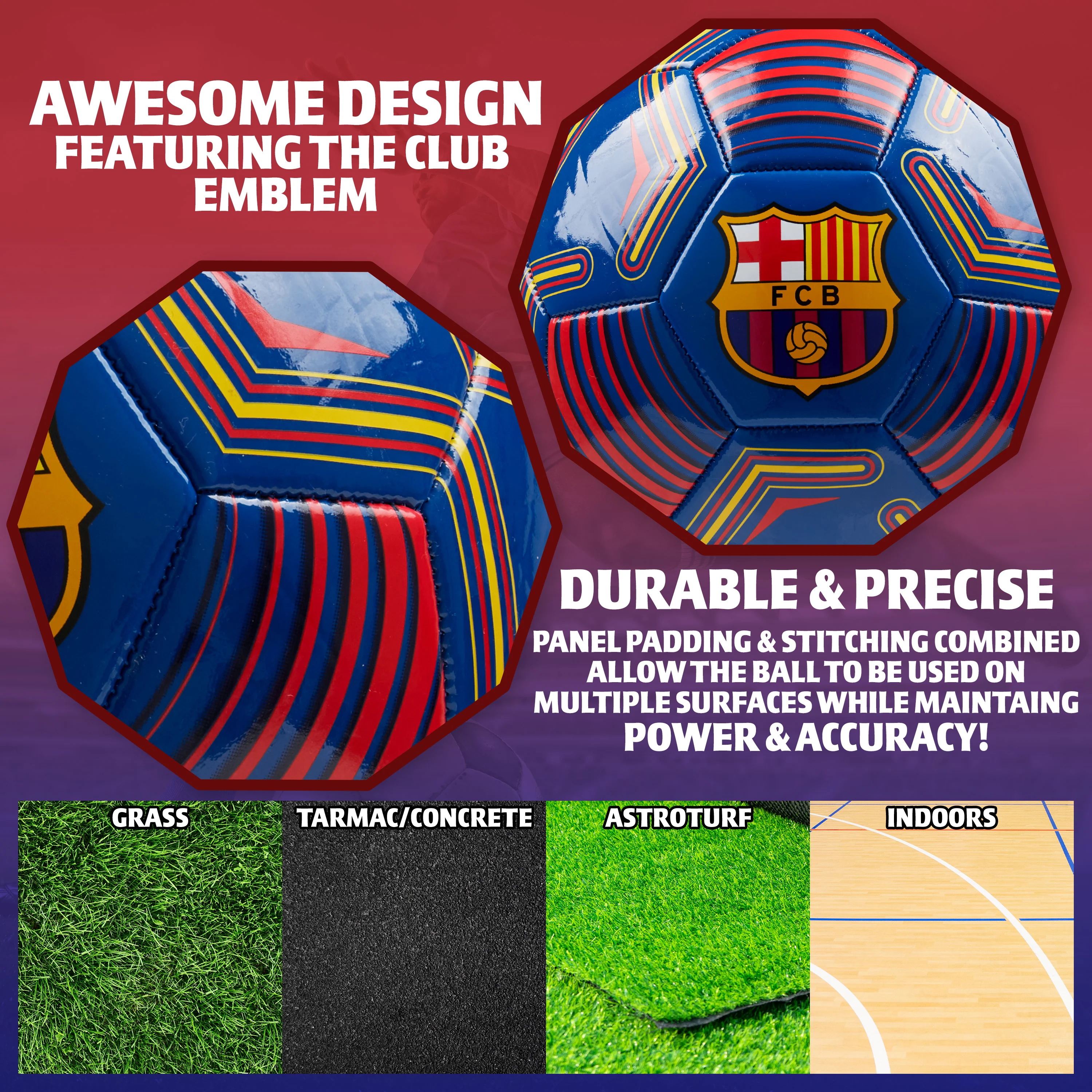 FC Barcelona Football - Soccer Ball for Adults & Teenagers - Size 5 - Image 5