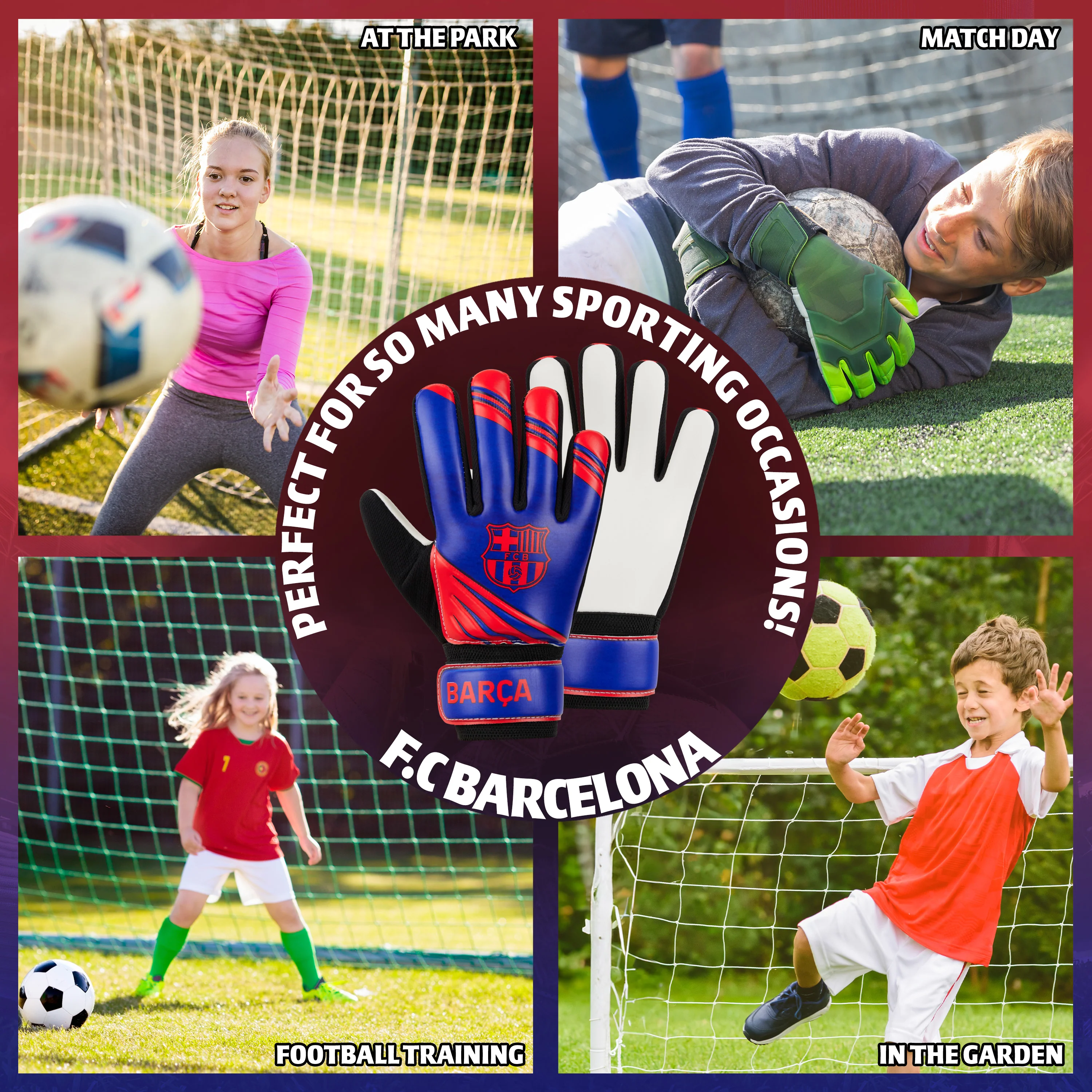 FC Barcelona Goalkeeper Gloves for Kids and Teenagers - Size 7 - Image 4