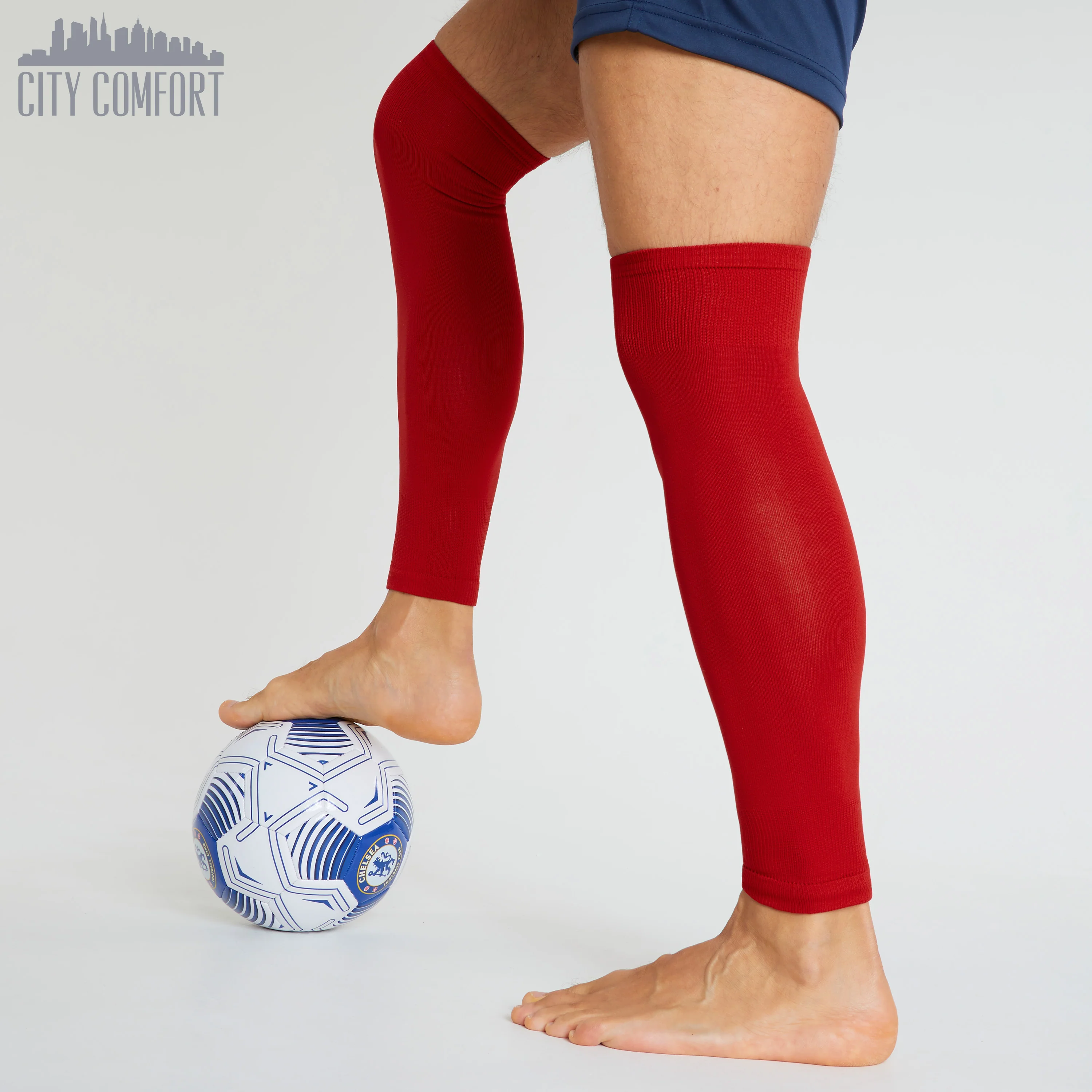 Football Sock Sleeves for Men and Teenagers - Leg Warmers Shin Guard Sleeves - Image 28