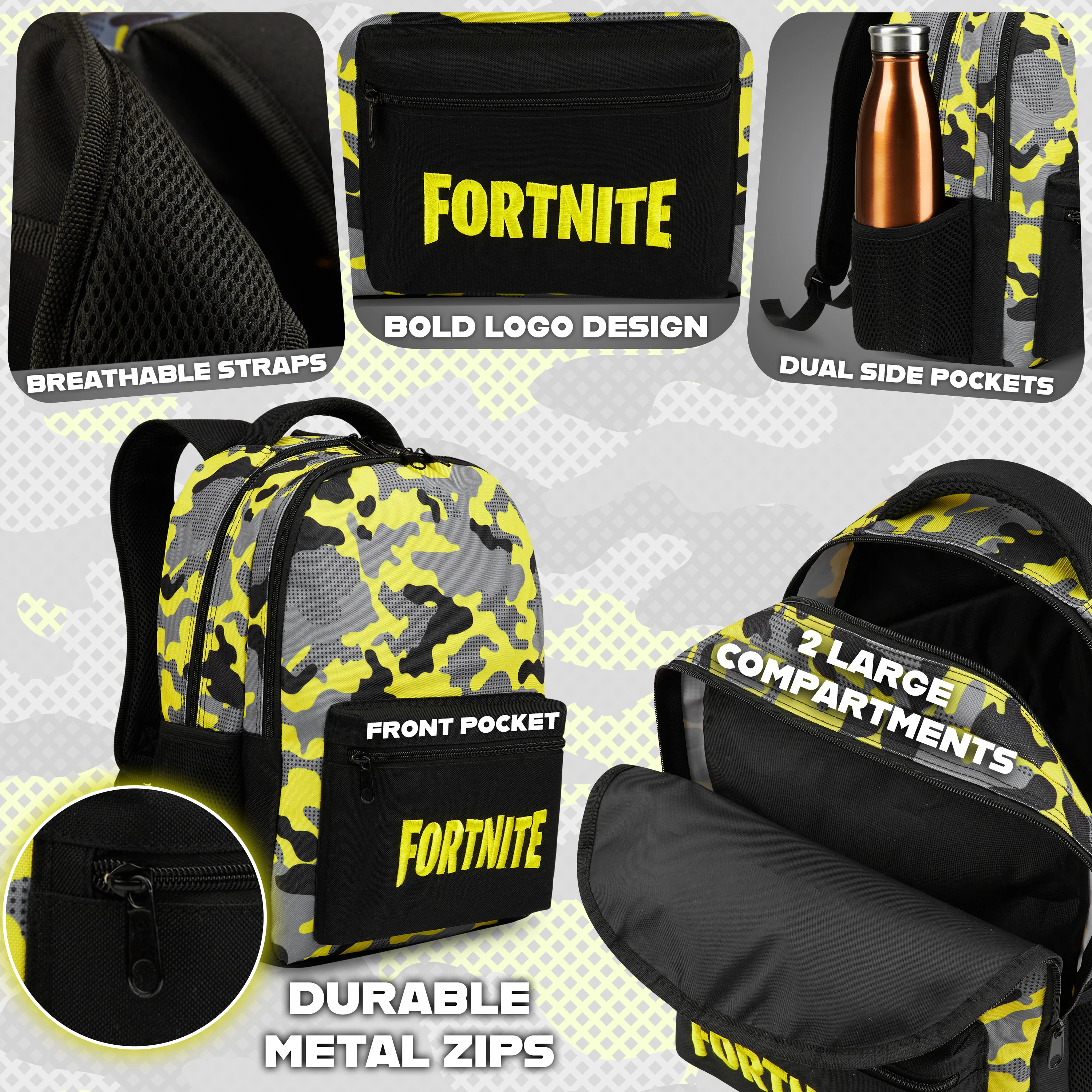 Fortnite Backpack for Kids Teenagers Gaming Rucksack School Bag Camo Daypack Travel Bag for Days Out PE Sports Gamer Gifts - Image 4