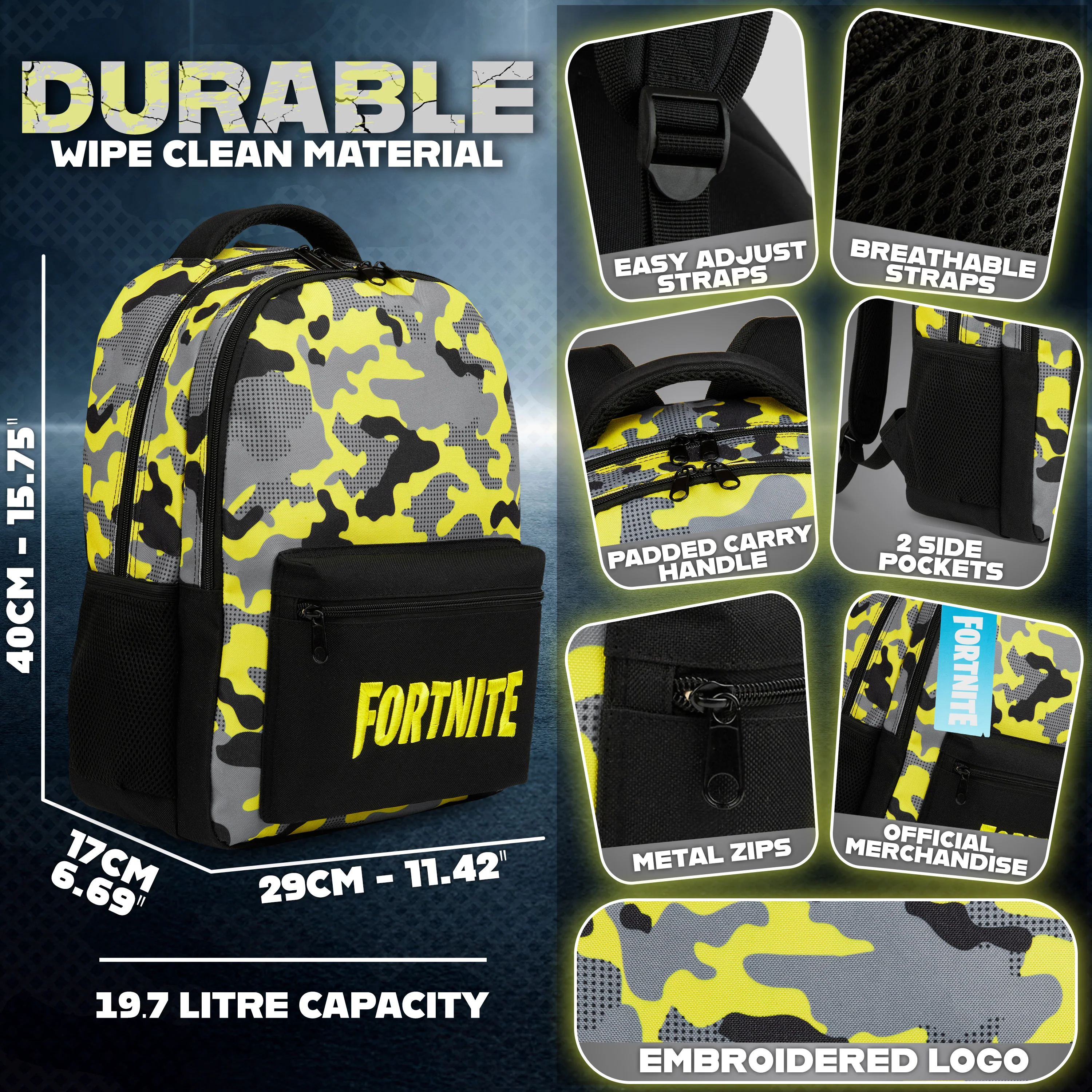 Fortnite Backpack for Kids Teenagers Gaming Rucksack School Bag Camo Daypack Travel Bag for Days Out PE Sports Gamer Gifts - Image 6